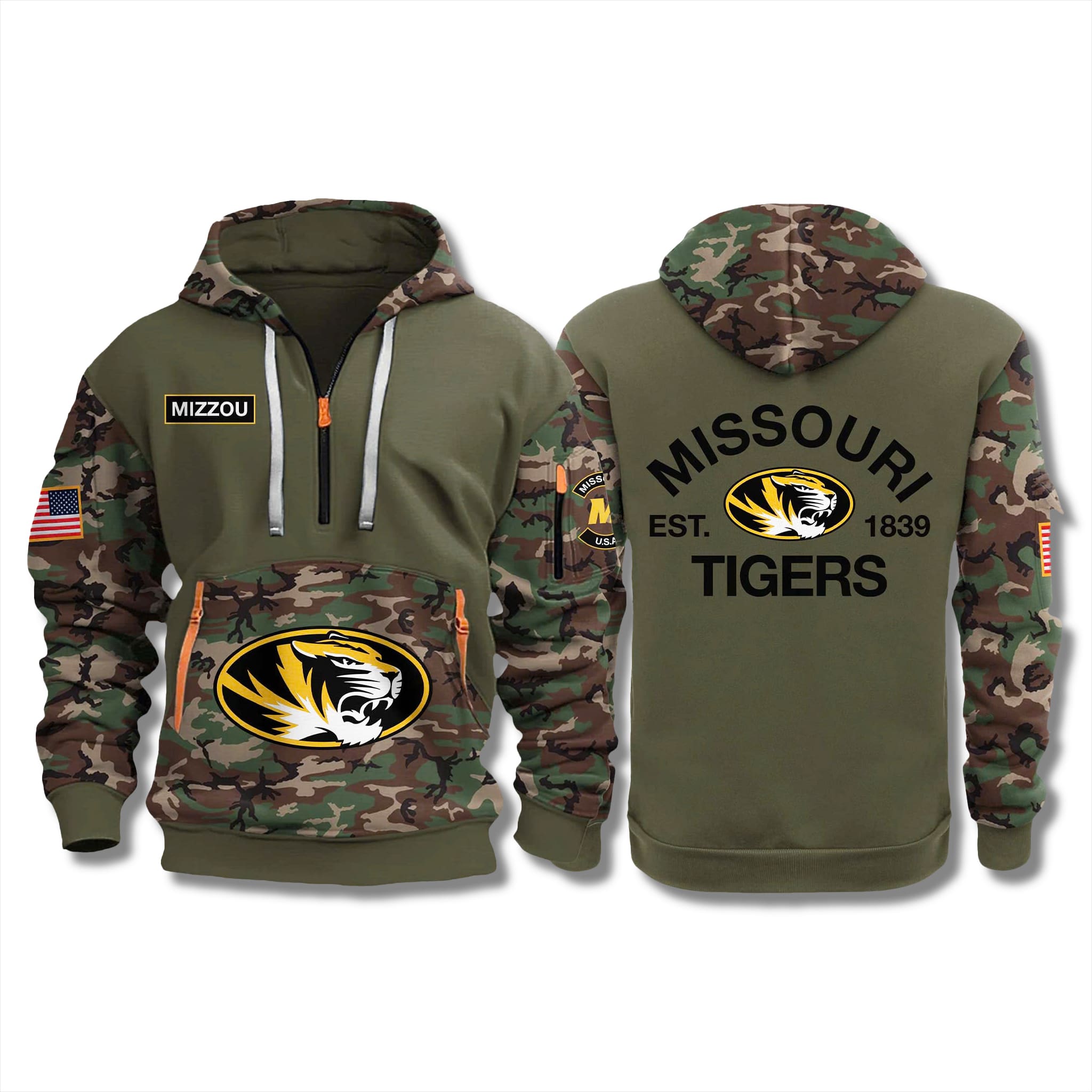 Missouri Tigers Military Camo Quarter Zip Hoodie 2025 2 Missouri Tigers Military Camo Quarter Zip Hoodie 2025 2