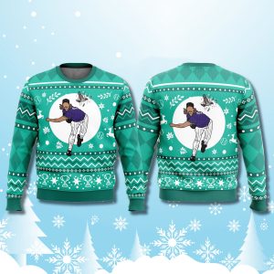 Randy Johnson Hits The Bird Christmas Ugly Sweater 2