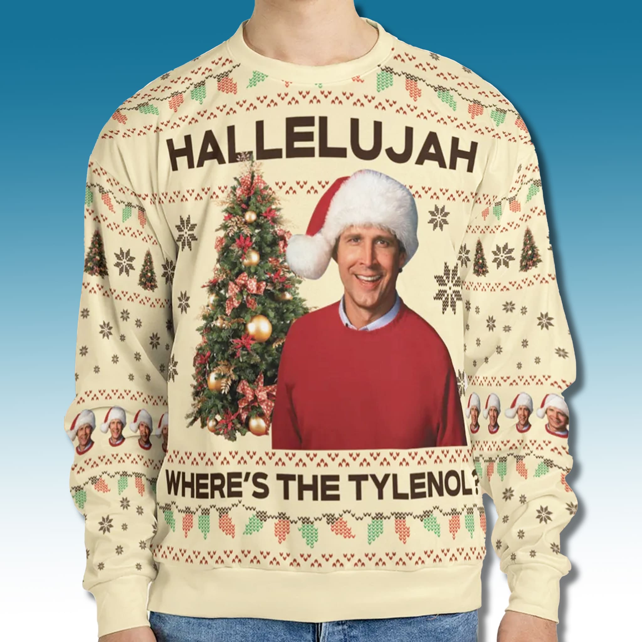 National Lampoons Christmas Vacation Hallelujah Tylenol Ugly Sweater National Lampoons Christmas Vacation Hallelujah Tylenol Ugly Sweater