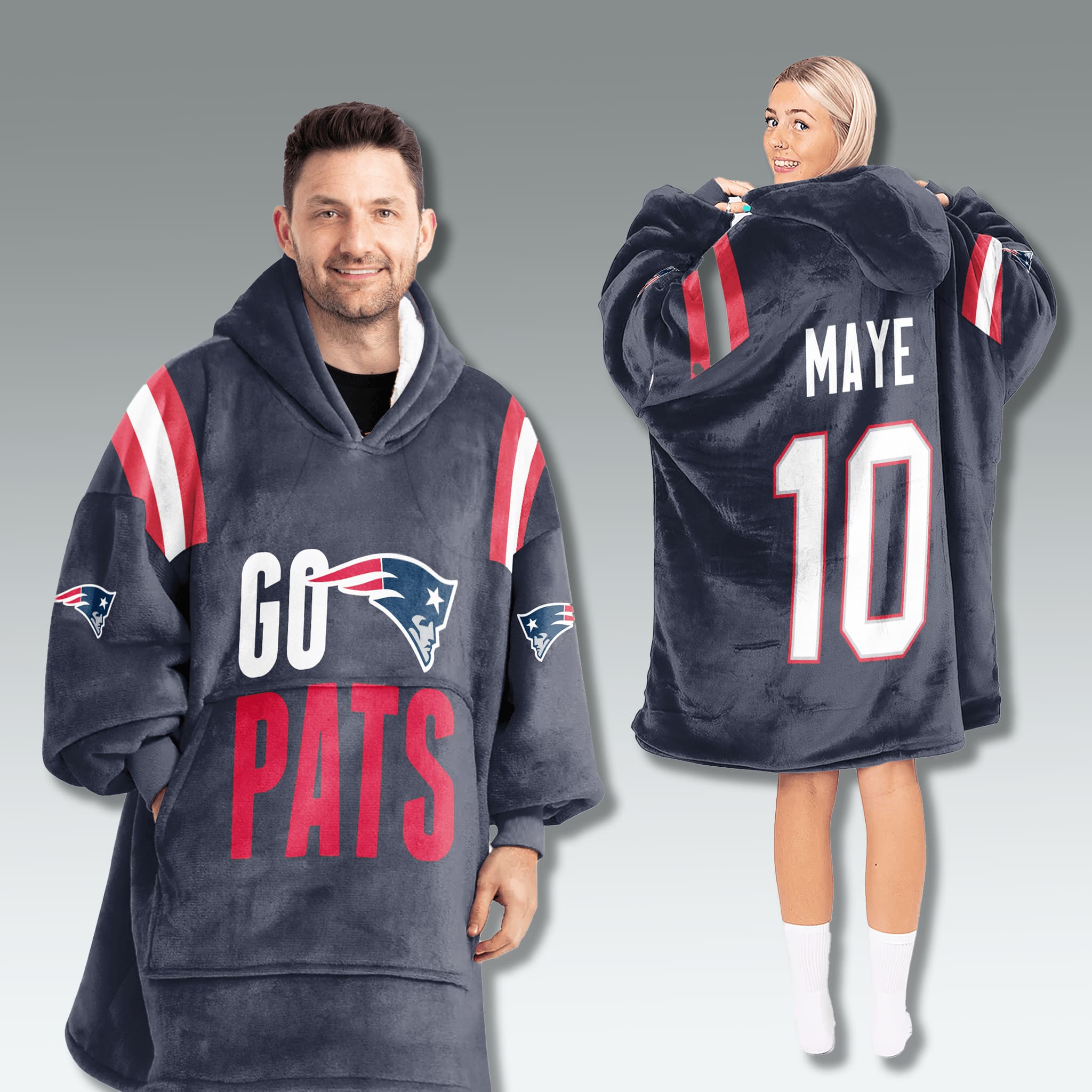 New England Patriots Go Pats Blanket Hoodie 2 New England Patriots Go Pats Blanket Hoodie 2