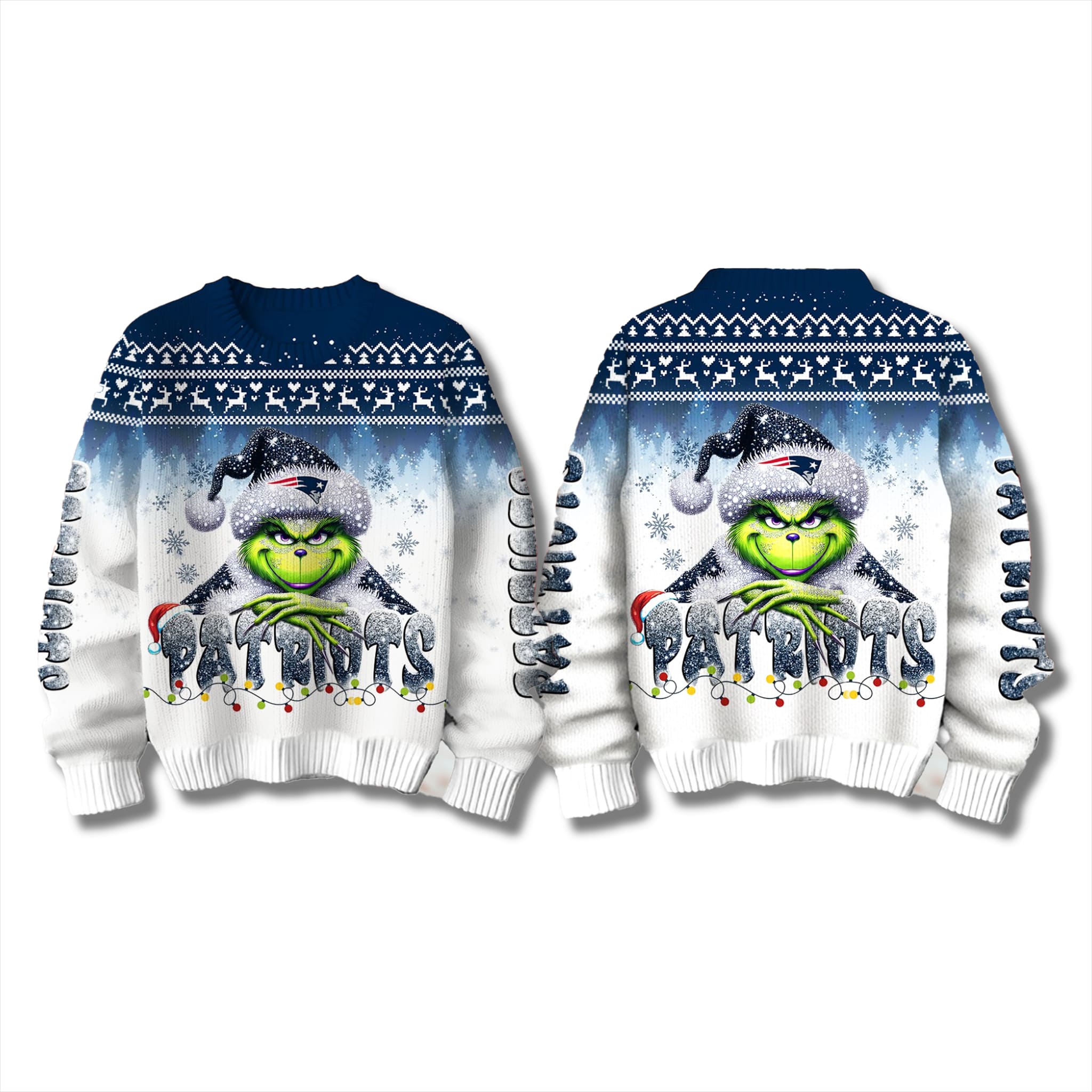 New England Patriots Snow Grinch Ugly Christmas Sweater 2025 3 New England Patriots Snow Grinch Ugly Christmas Sweater 2025 3