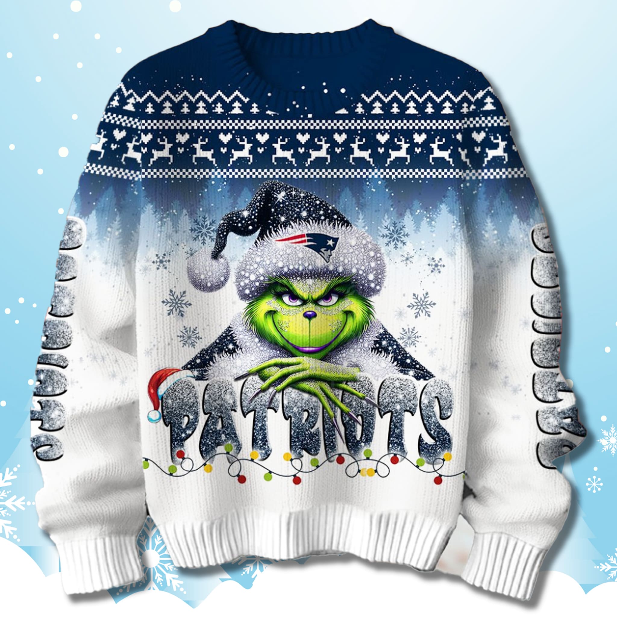 Patriots Snow Grnch Ugly Christmas Sweater 2025 3 New England Patriots Snow Grinch Ugly Christmas Sweater 2025