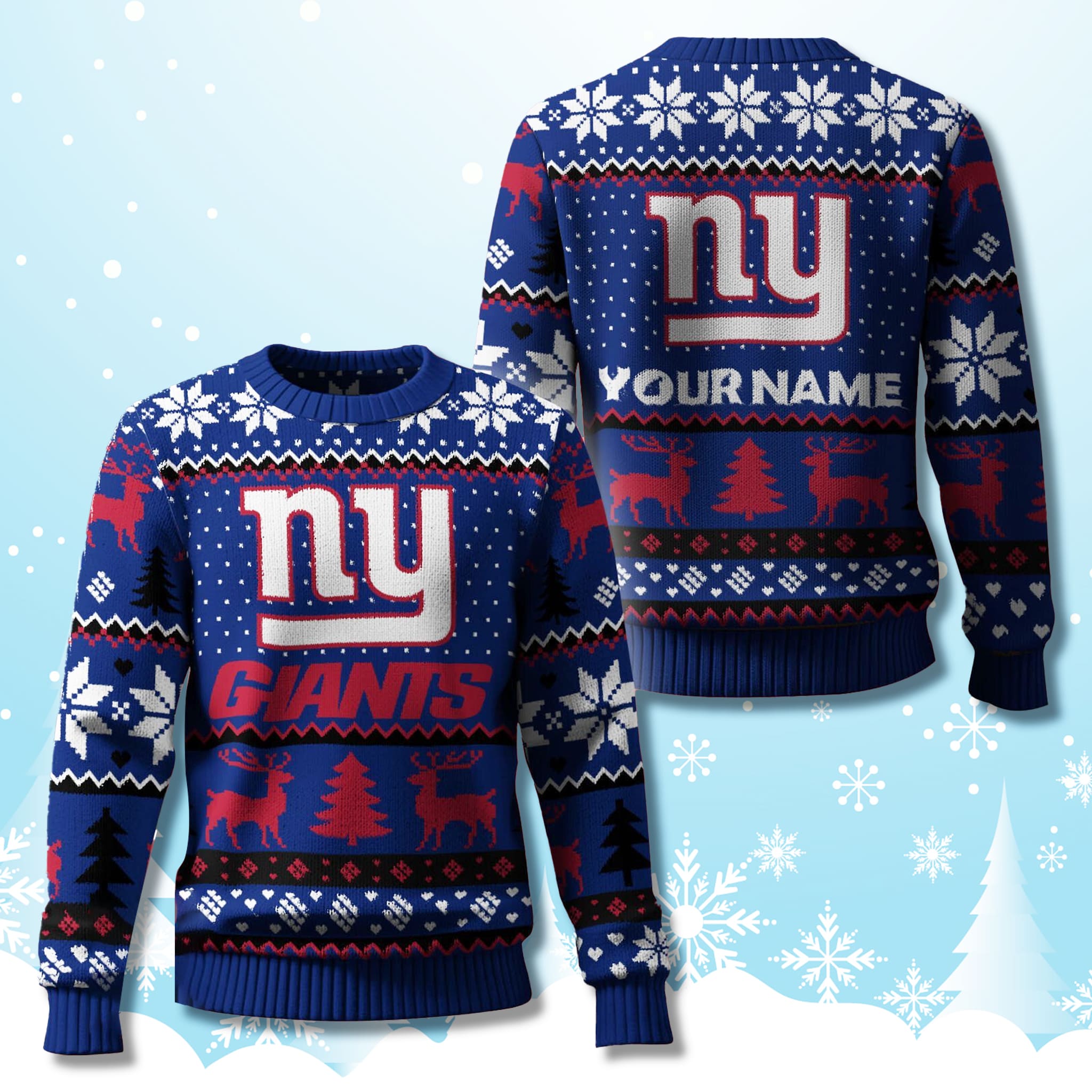 New York Giants 2025 Custom Ugly Christmas Sweater New York Giants 2025 Custom Ugly Christmas Sweater