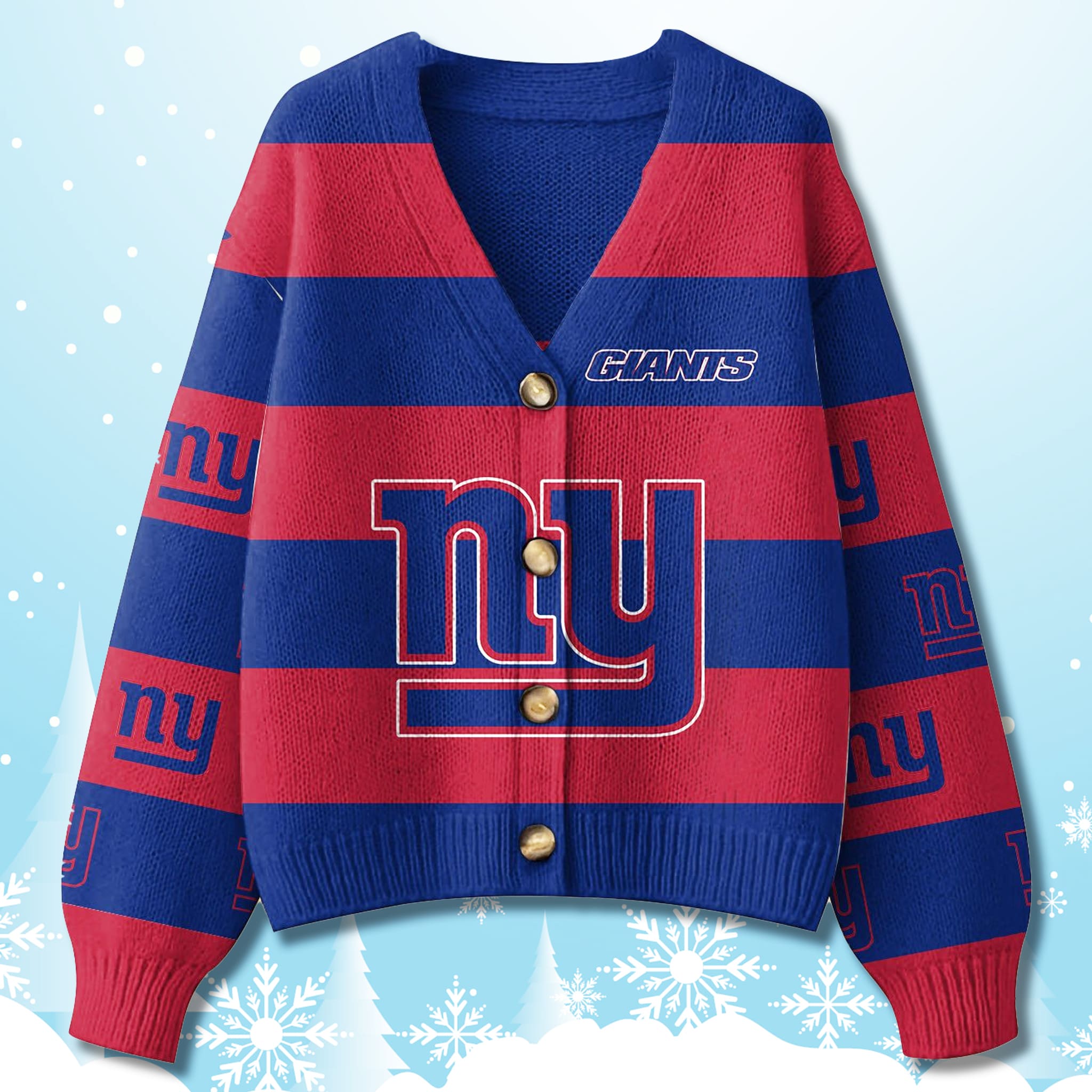 Giants Christmas Cardigan Sweater 2025 1 New York Giants Christmas Cardigan Sweater 2025 2