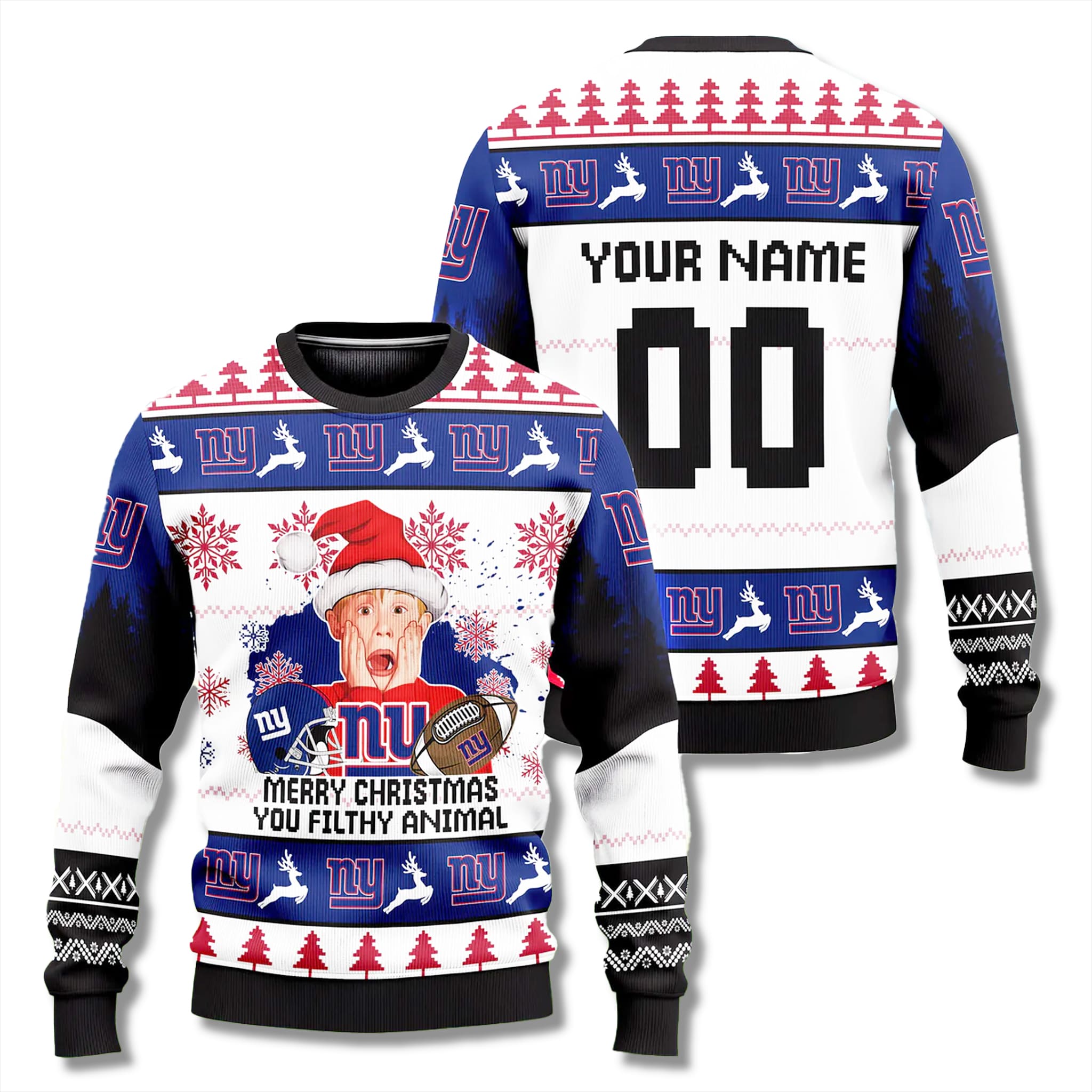 Giants Home Alone Ugly Christmas Sweater 2025 1 New York Giants Home Alone Ugly Christmas Sweater 2025 1