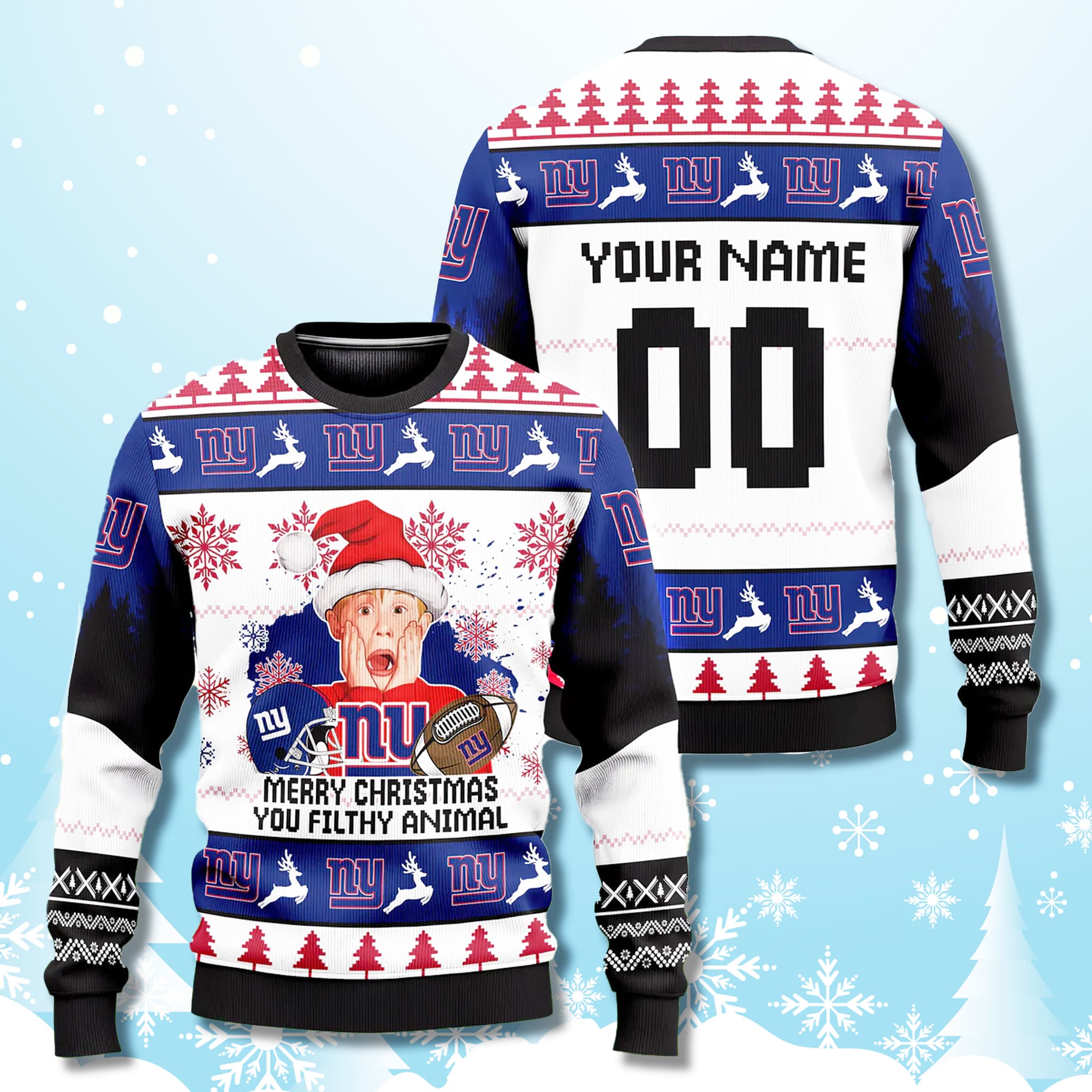 New York Giants Home Alone Ugly Christmas Sweater 2025 New York Giants Home Alone Ugly Christmas Sweater 2025