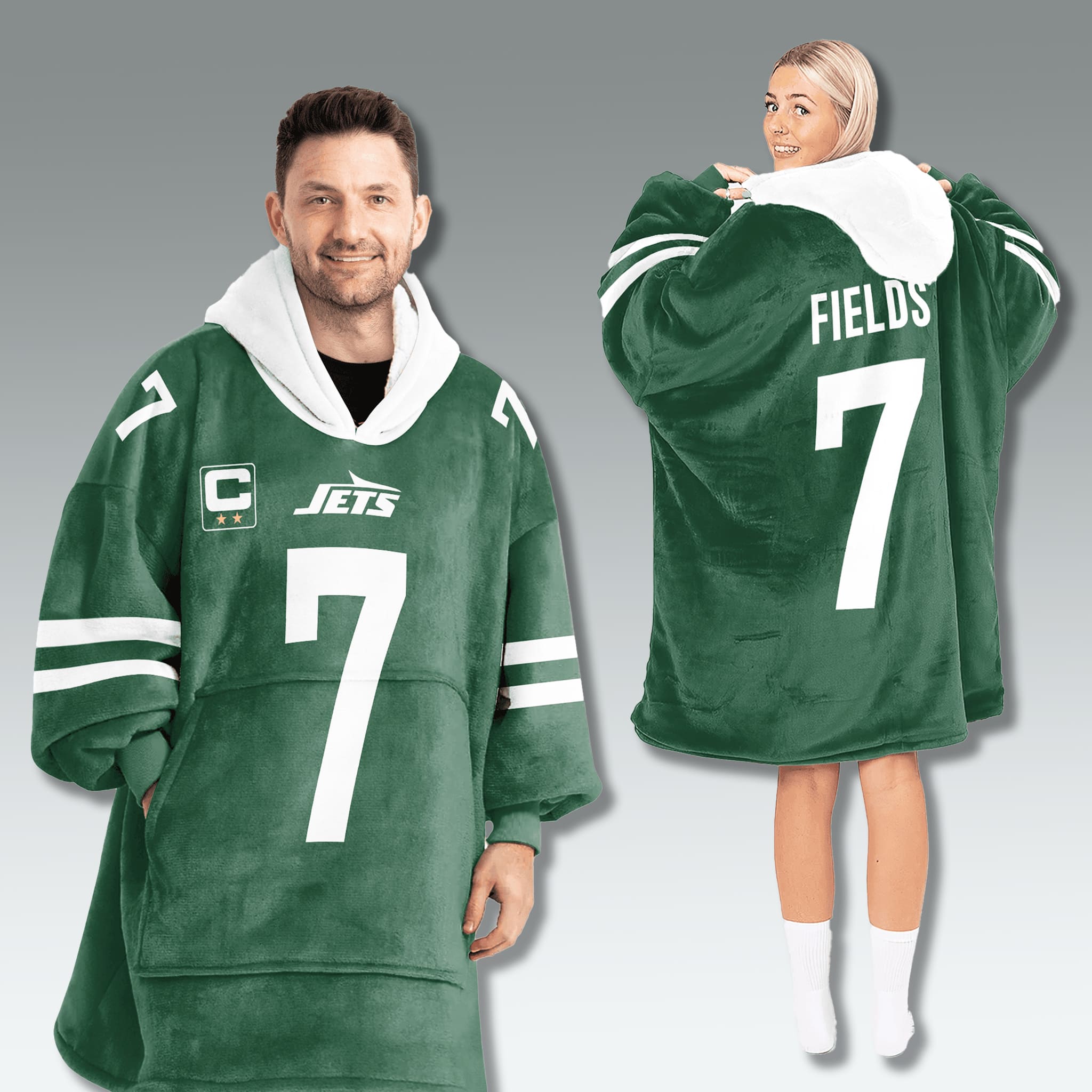 New York Jets Captain Patch Blanket Hoodie 2025 New York Jets Captain Patch Blanket Hoodie 2025