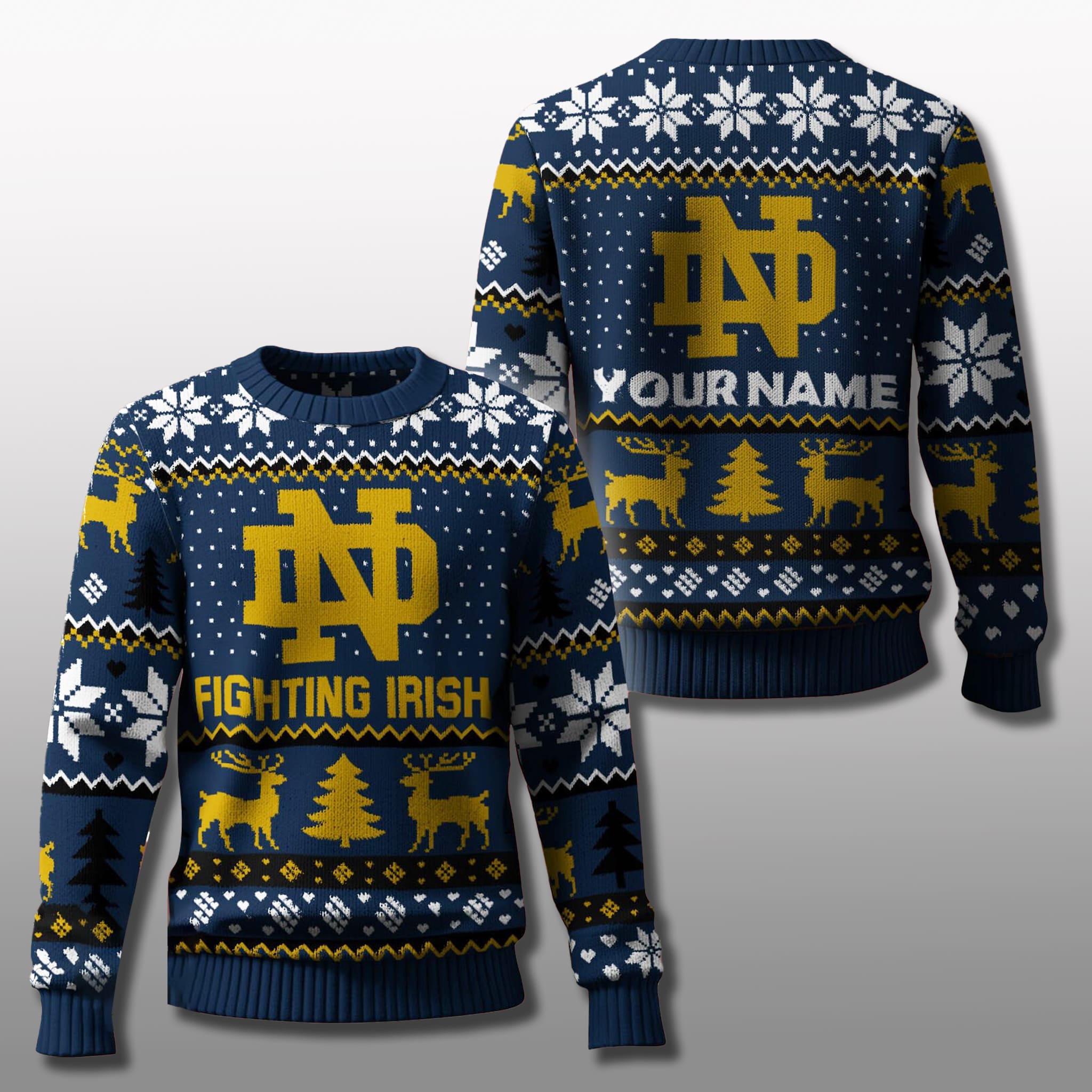 Notre Dame Fighting Irish Christmas Personalized Ugly Sweater 2025 2 Notre Dame Fighting Irish Christmas Personalized Ugly Sweater 2025