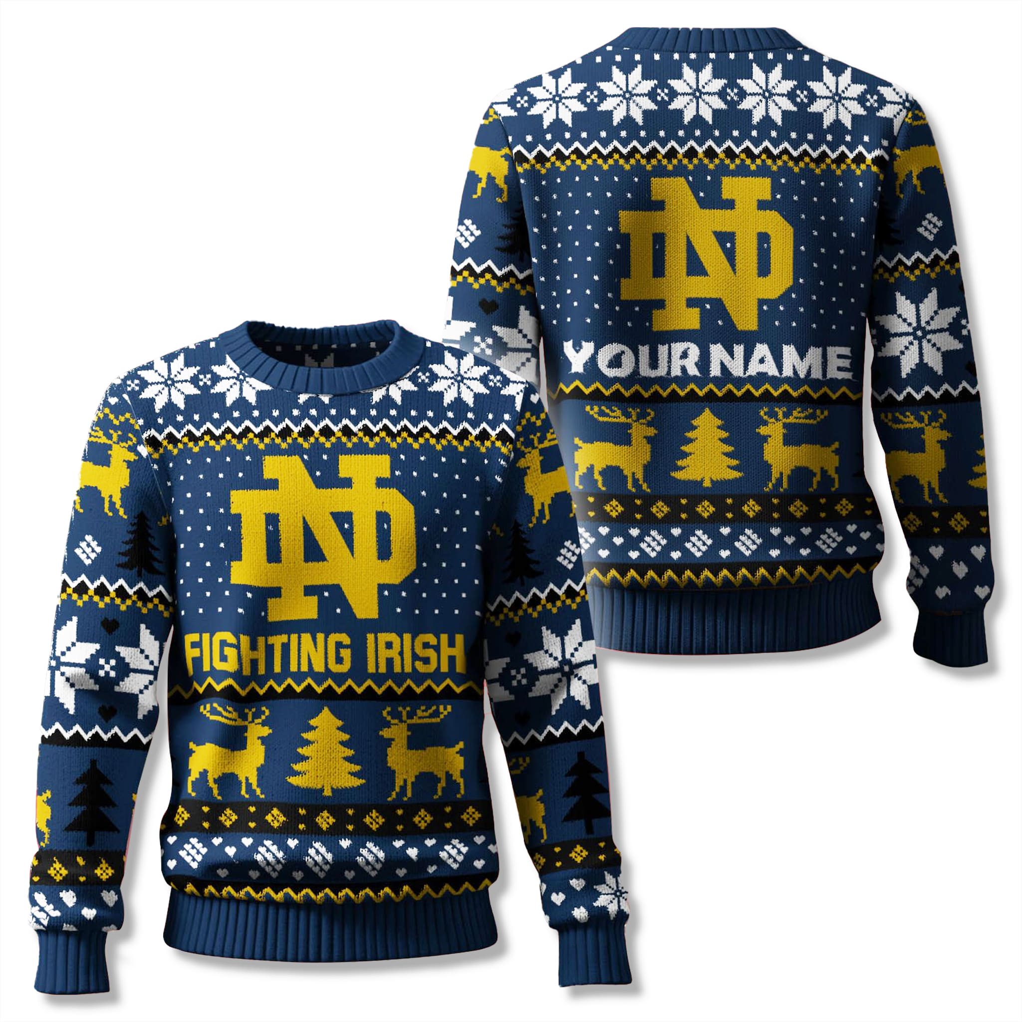 Notre Dame Fighting Irish Custom Ugly Christmas Sweater 2025 1 Notre Dame Fighting Irish Custom Ugly Christmas Sweater 2025