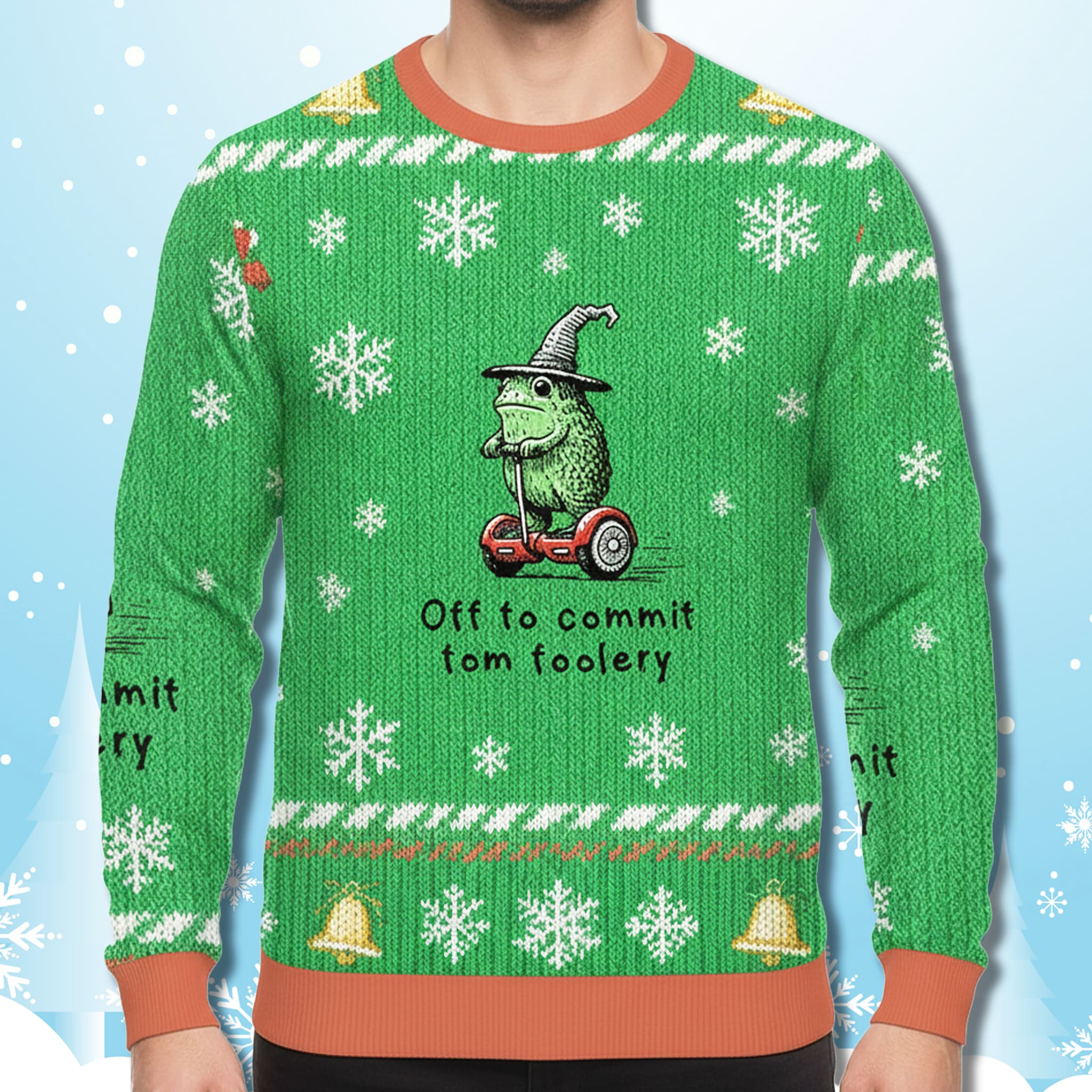 Off To Commit Tom Foolery Frog Ugly Christmas Sweater 2 Off To Commit Tom Foolery Frog Ugly Christmas Sweater