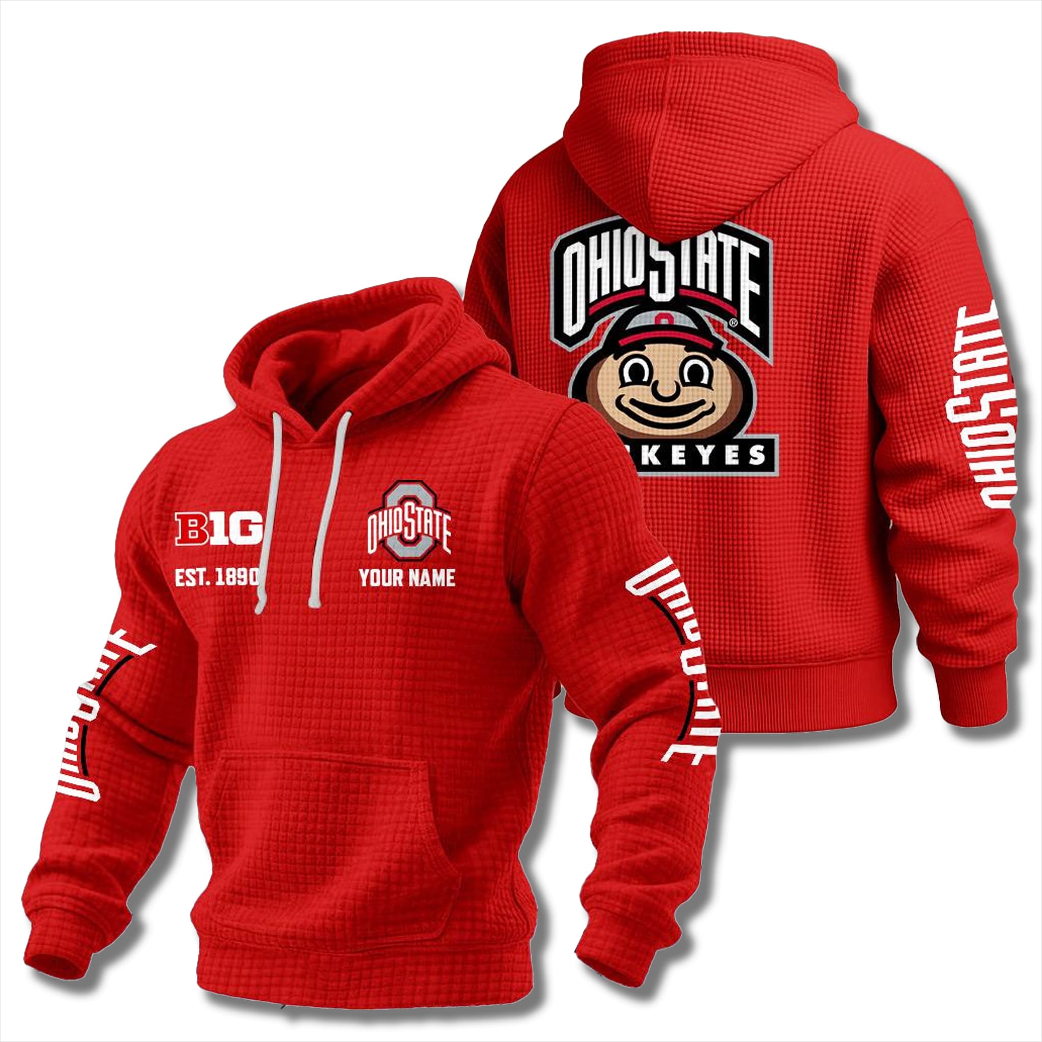 Ohio State Buckeyes EST 1890 Waffle Hoodie Ohio State Buckeyes EST 1890 Waffle Hoodie