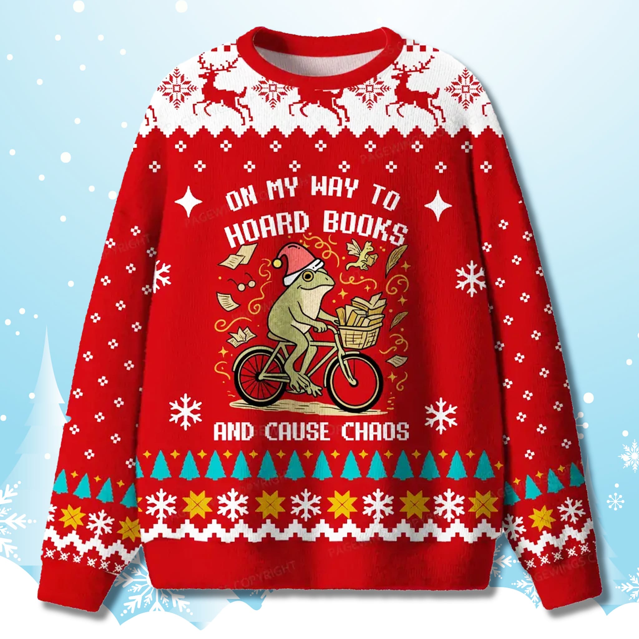 On My Way To Hoard Books And Cause Chaos Frog And Toad Ugly Sweater On My Way To Hoard Books And Cause Chaos Frog And Toad Ugly Sweater