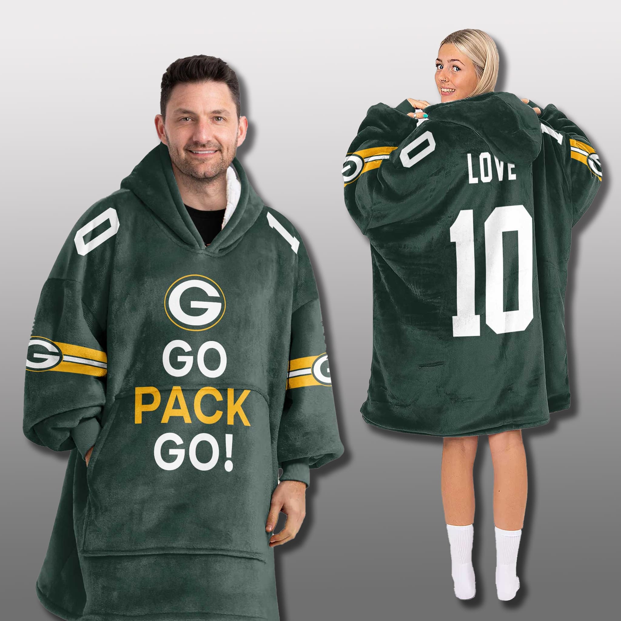 Packers Go Pack Go Unisex Blanket Hoodie Packers Go Pack Go Unisex Blanket Hoodie
