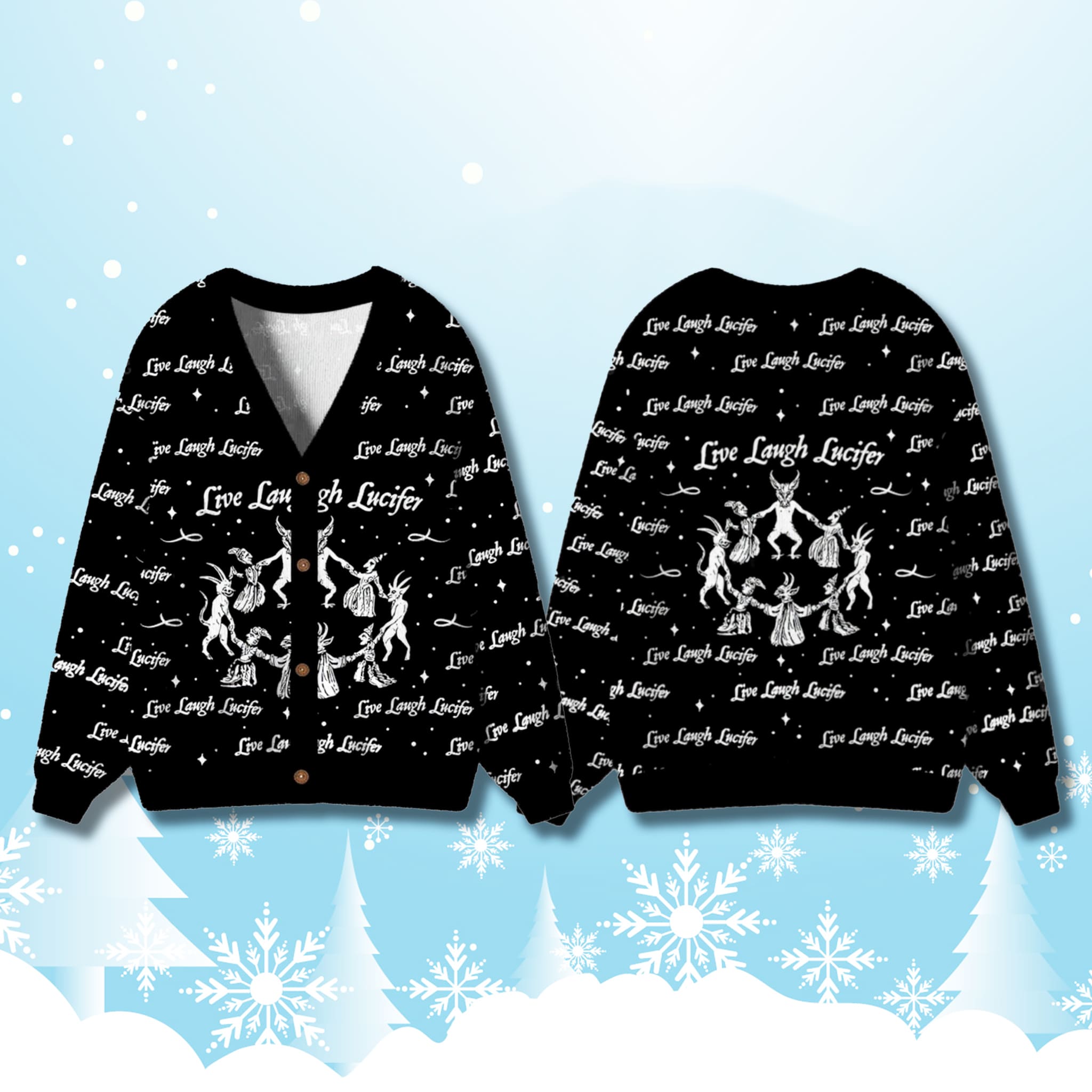 Live Laugh Lucifer Christmas Cardigan Sweater 2 Live Laugh Lucifer Christmas Cardigan Sweater 2