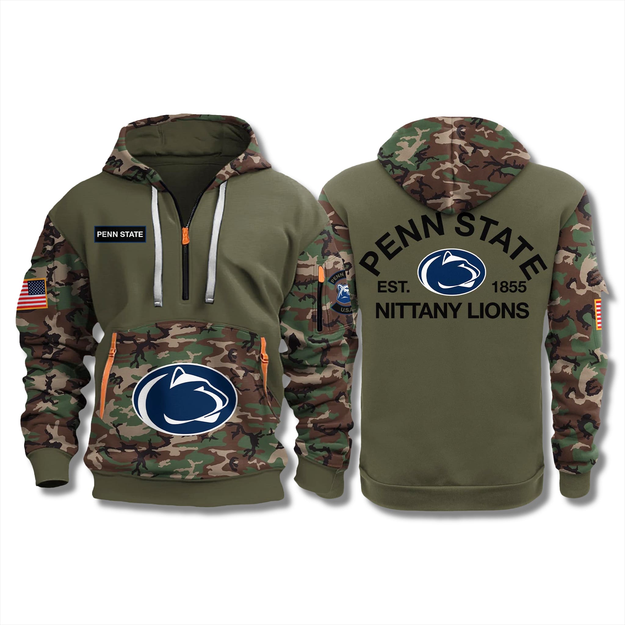 Penn State Nittany Lions Military Camo 2025 Quarter Zip Hoodie 1 Penn State Nittany Lions Military Camo 2025 Quarter Zip Hoodie 1