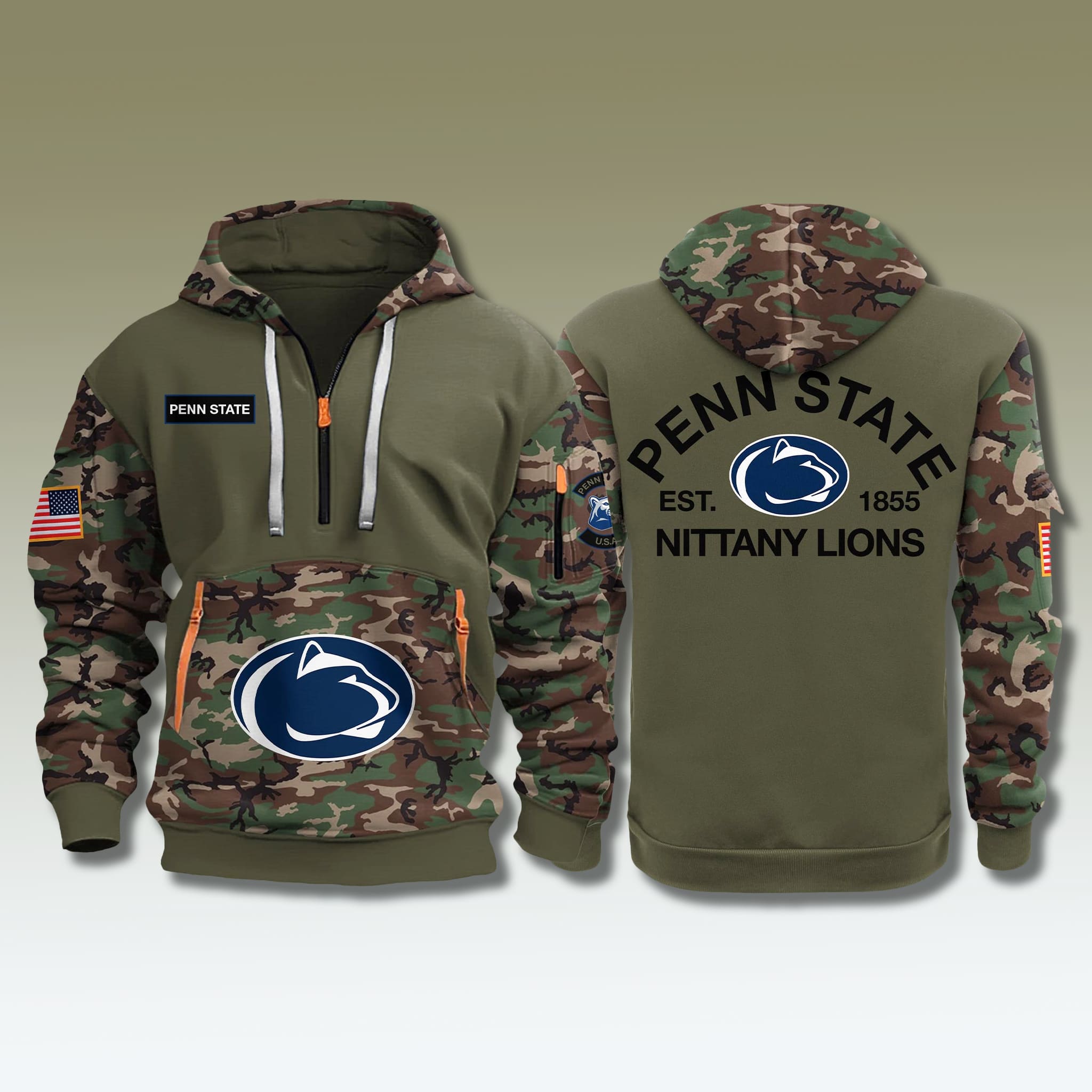 Penn State Nittany Lions Military Camo 2025 Quarter Zip Hoodie 2 Penn State Nittany Lions Military Camo 2025 Quarter Zip Hoodie 2