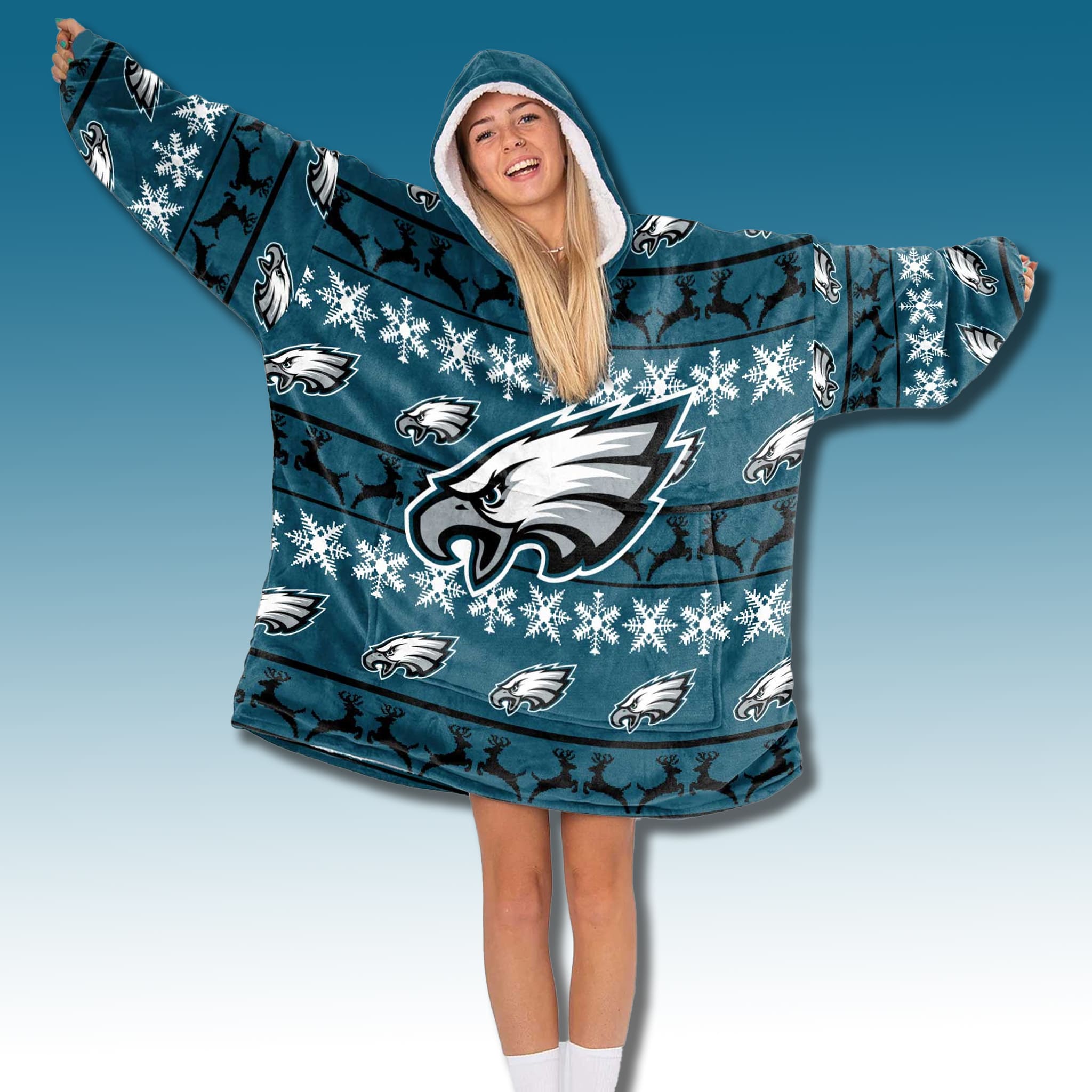 Eagles 2025 Christmas Custom Blanket Hoodie 1 Philadelphia Eagles 2025 Christmas Custom Blanket Hoodie 2