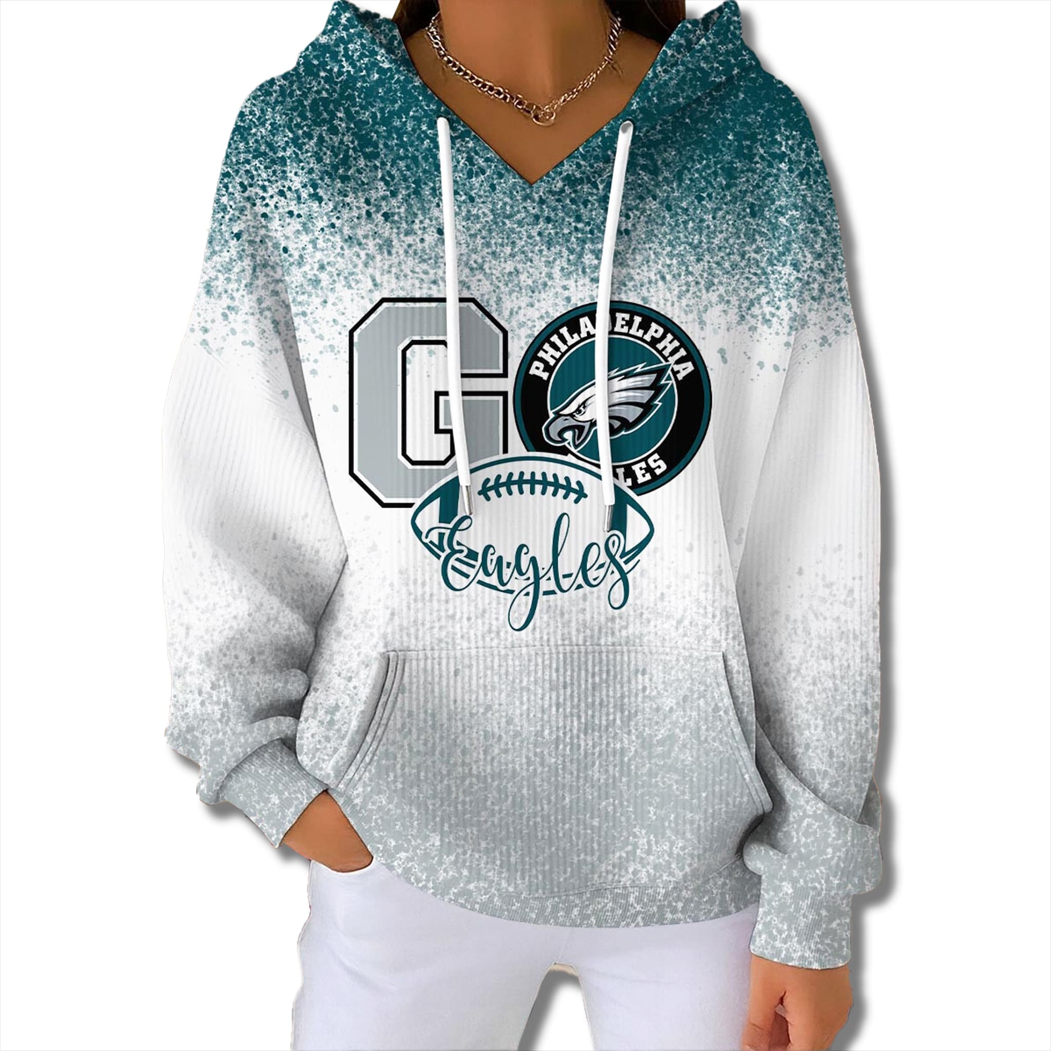 Eagles 2025 Christmas Gradient Waffle Hoodie 1 Philadelphia Eagles 2025 Christmas Gradient Waffle Hoodie 2