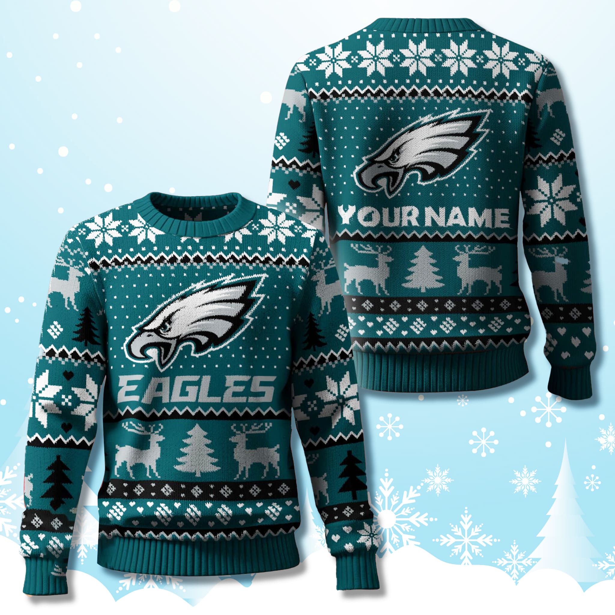 Eagles Personalized Ugly Christmas Sweater 2025 2 Philadelphia Eagles Personalized Ugly Christmas Sweater 2025