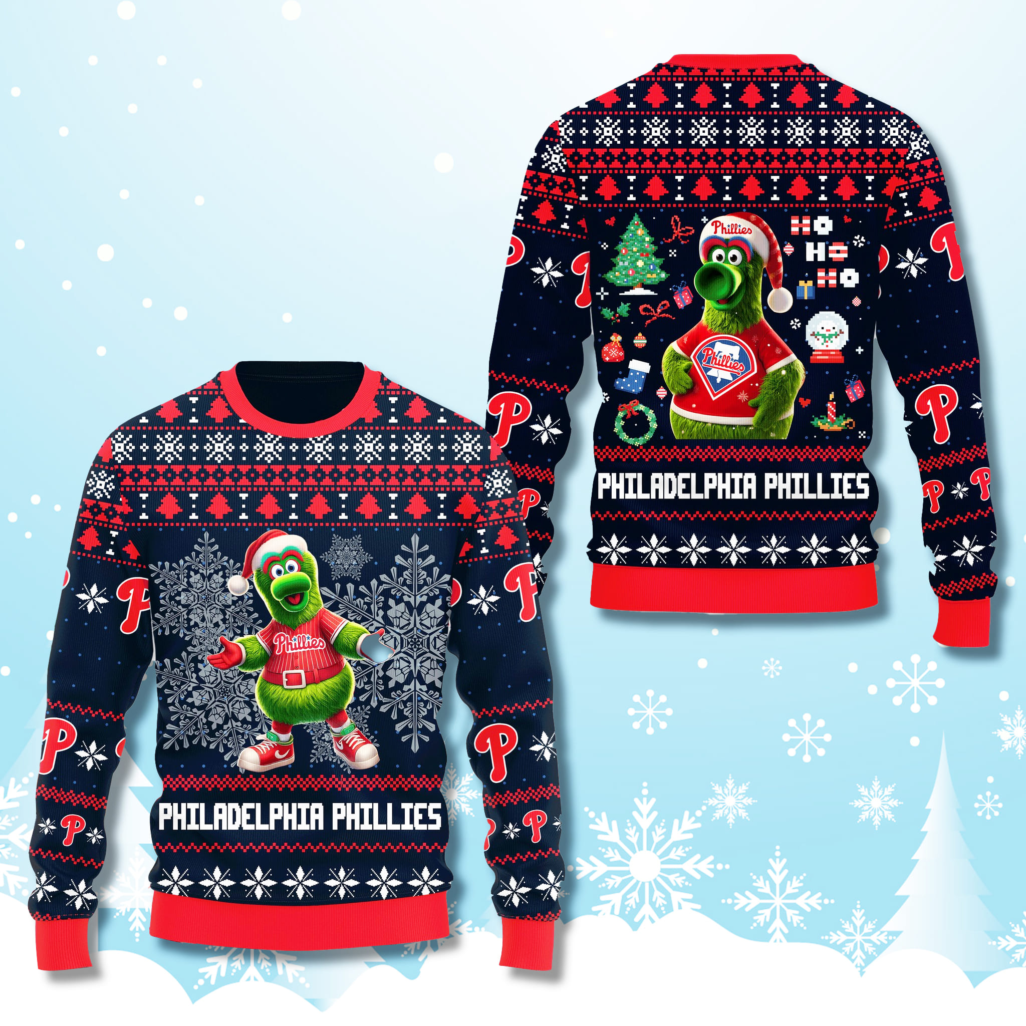 Phillies Phanatic Ho Ho Ho Ugly Christmas Sweater 3 Phillies Phanatic Ho Ho Ho Ugly Christmas Sweater