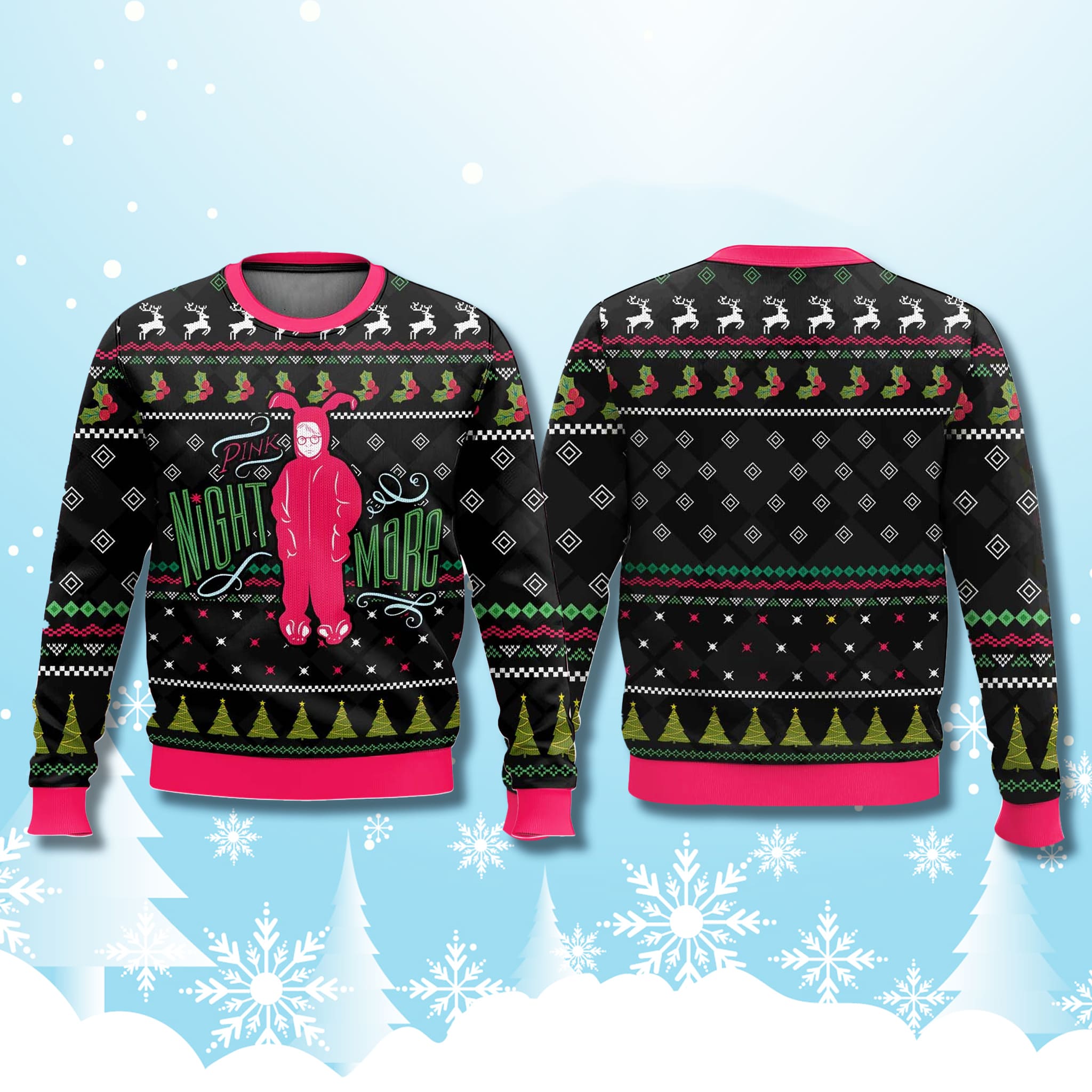 Pink Nightmare Ralphie Parker A Christmas Story Christmas Ugly Sweater Pink Nightmare Ralphie Parker A Christmas Story Christmas Ugly Sweater