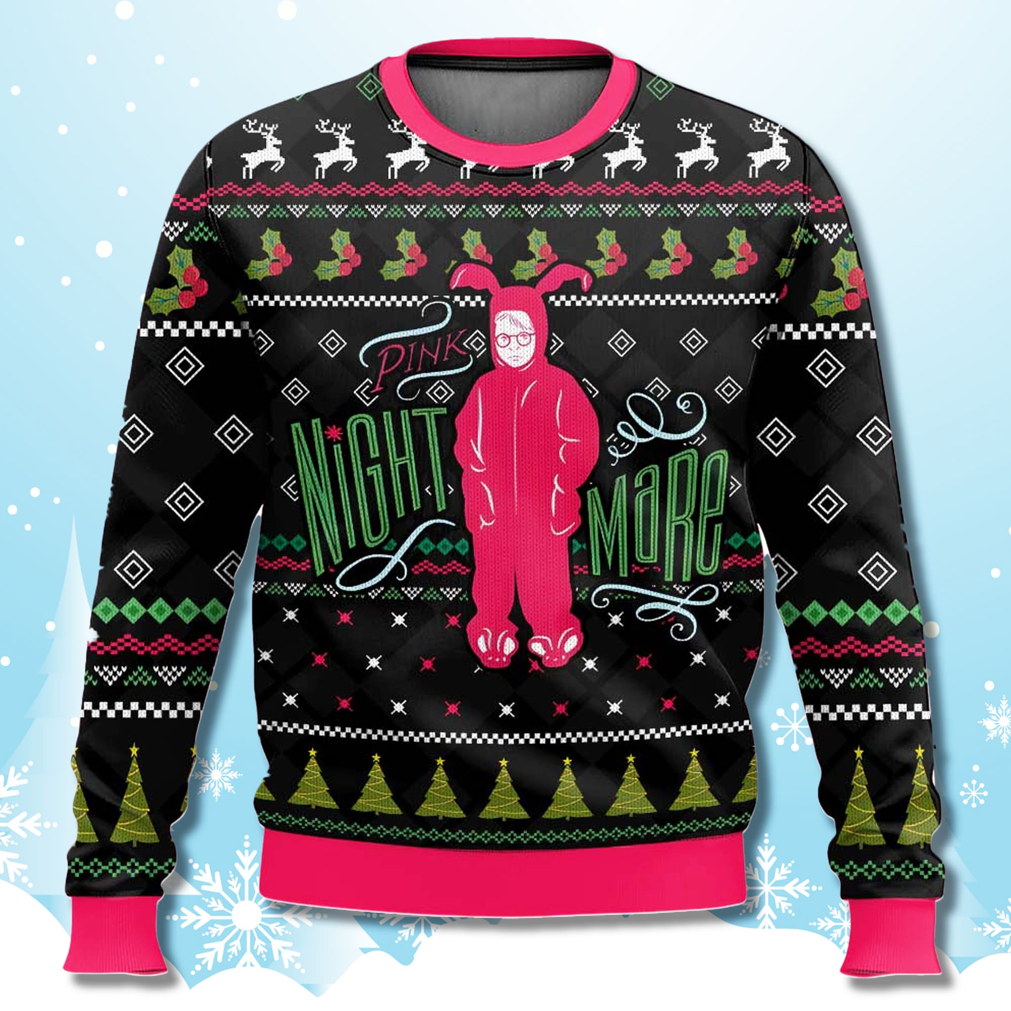 Pink Nightmare Ralphie Parker A Christmas Story Christmas Ugly Sweater 2 Pink Nightmare Ralphie Parker A Christmas Story Christmas Ugly Sweater