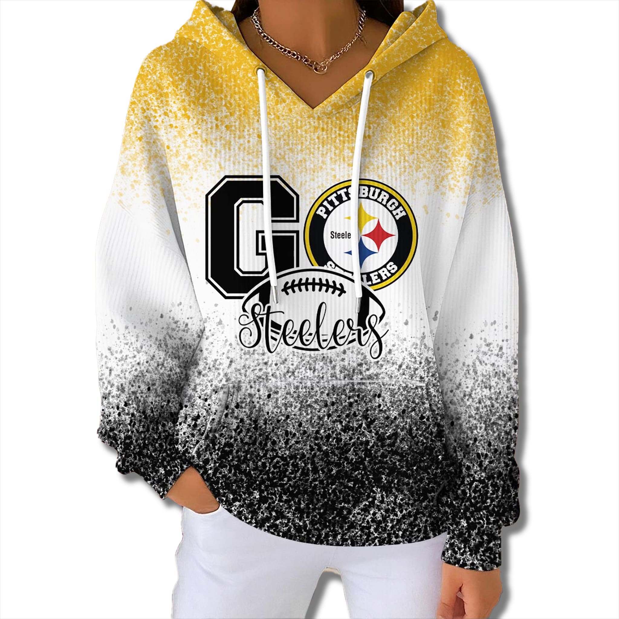 Steelers 2025 Christmas Gradient Waffle Hoodie 2 Pittsburgh Steelers 2025 Christmas Gradient Waffle Hoodie