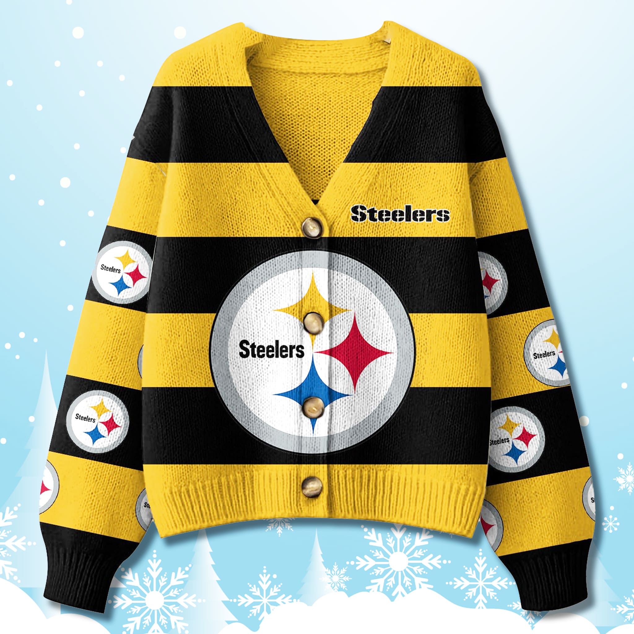 Pittsburgh Steelers Christmas Cardigan Sweater 2025 2 Pittsburgh Steelers Christmas Cardigan Sweater 2025 2