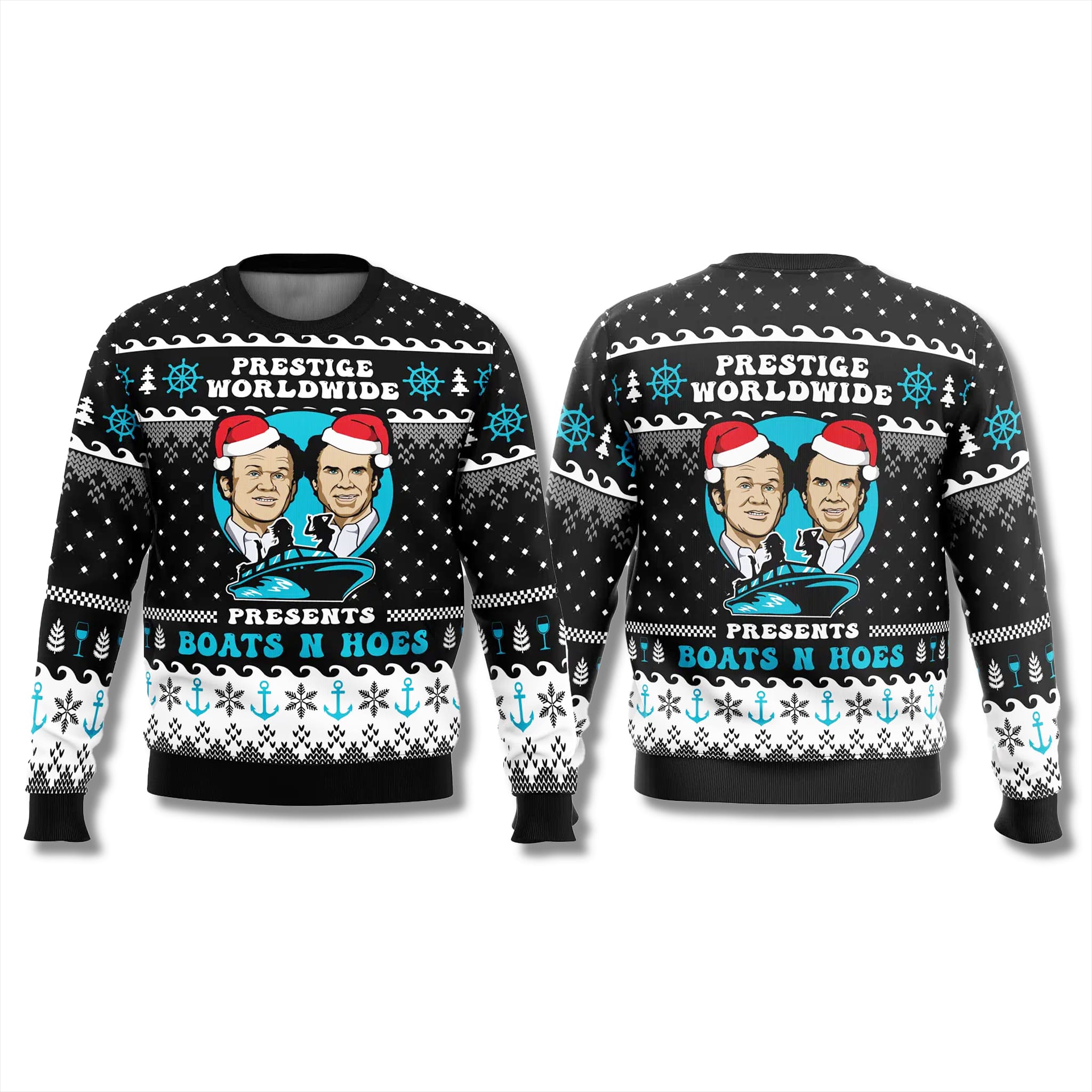 Prestige Boat N Hoes Step Brothers Ugly Christmas Sweater 2 Prestige Boat N Hoes Step Brothers Ugly Christmas Sweater 3