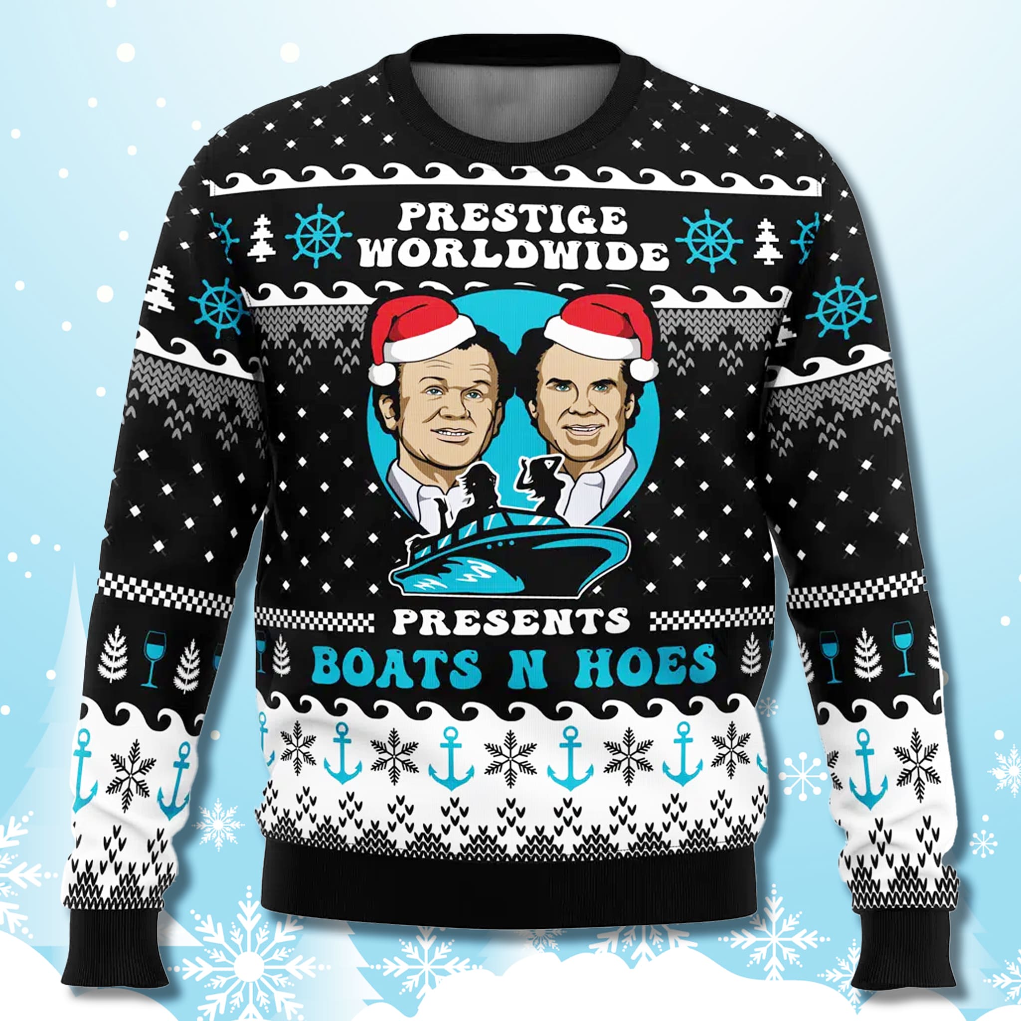 Prestige Boat N Hoes Step Brothers Ugly Christmas Sweater 3 Prestige Boat N Hoes Step Brothers Ugly Christmas Sweater