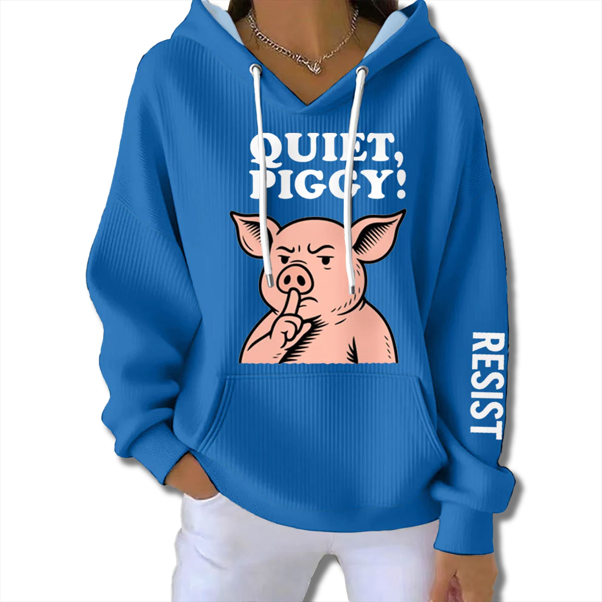Quiet Piggy Resist Waffle Hoodie 2 Quiet Piggy Resist Waffle Hoodie