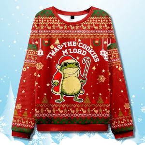 Twas The Cookies Mlord Frog Ugly Christmas Sweater 1