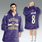Ravens Football Purple Custom Blanket Hoodie
