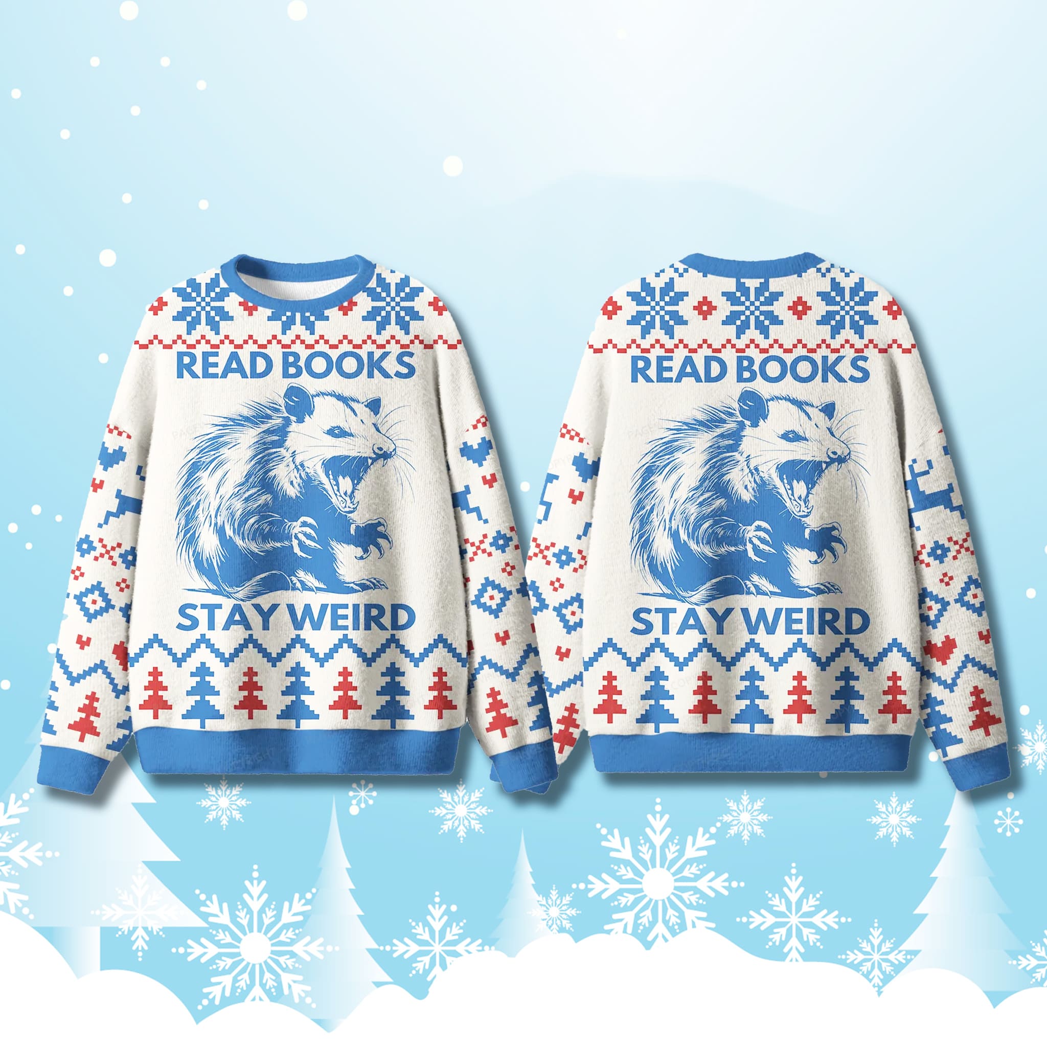 Read Books Stay Weird Christmas Ugly Sweater 1 Read Books Stay Weird Christmas Ugly Sweater