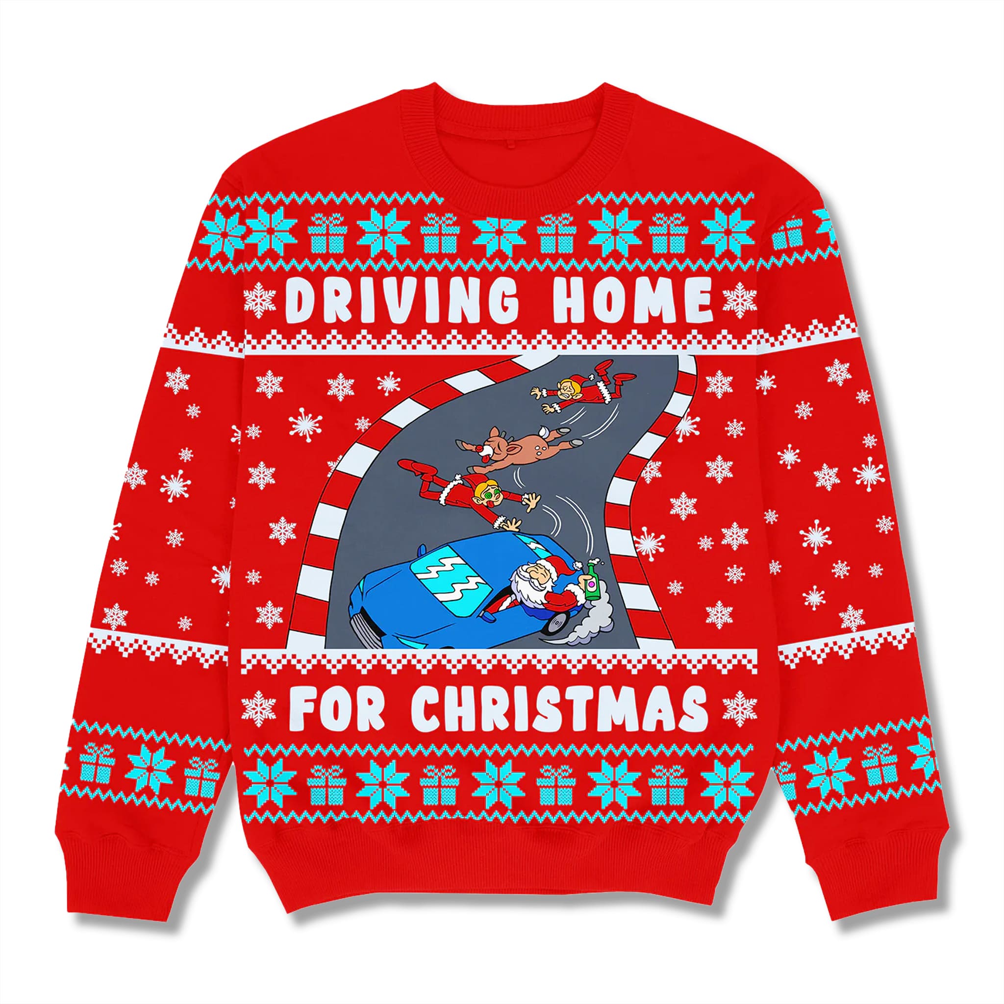 Santa Driving Home For Christmas Funny Ugly Sweater 1 Santa Driving Home For Christmas Funny Ugly Sweater 2