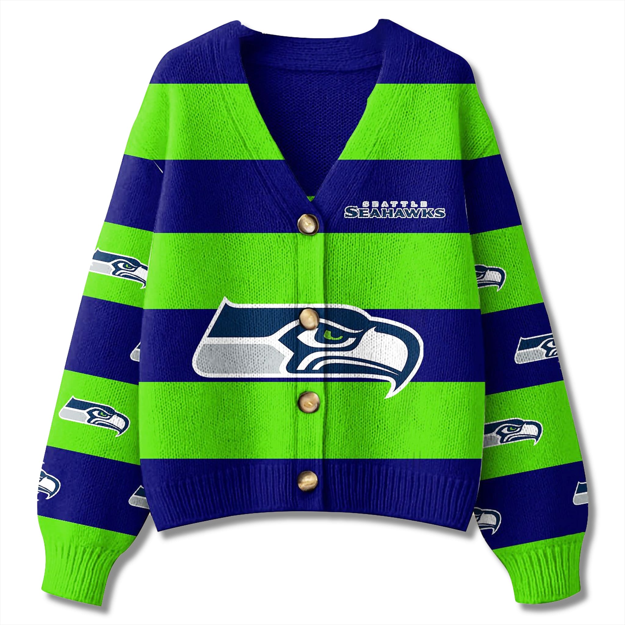 Seahawks Christmas Cardigan Sweater 2025 1 Seattle Seahawks Christmas Cardigan Sweater 2025 2