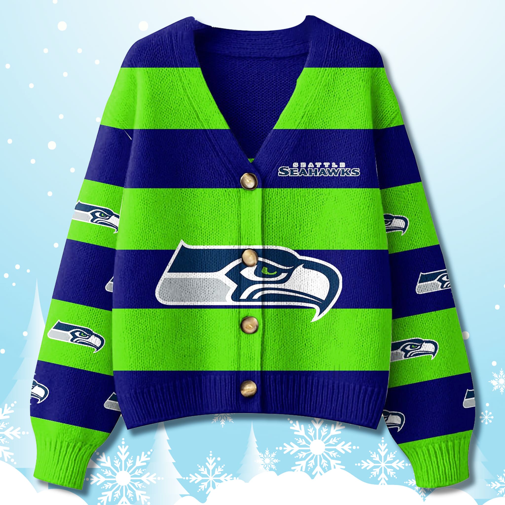 Seattle Seahawks Christmas Cardigan Sweater 2025 Seattle Seahawks Christmas Cardigan Sweater 2025