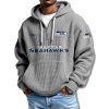 Seahawks Waffle Quarter Zip Hoodie 2025 5 Seattle Seahawks Quarter Zip Waffle Hoodie 2025 2