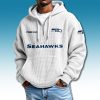 Seahawks Waffle Quarter Zip Hoodie 2025 7 Seattle Seahawks Quarter Zip Waffle Hoodie 2025 4