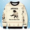 Smoking Cat Awake But At What Cost Ugly Christmas Sweater