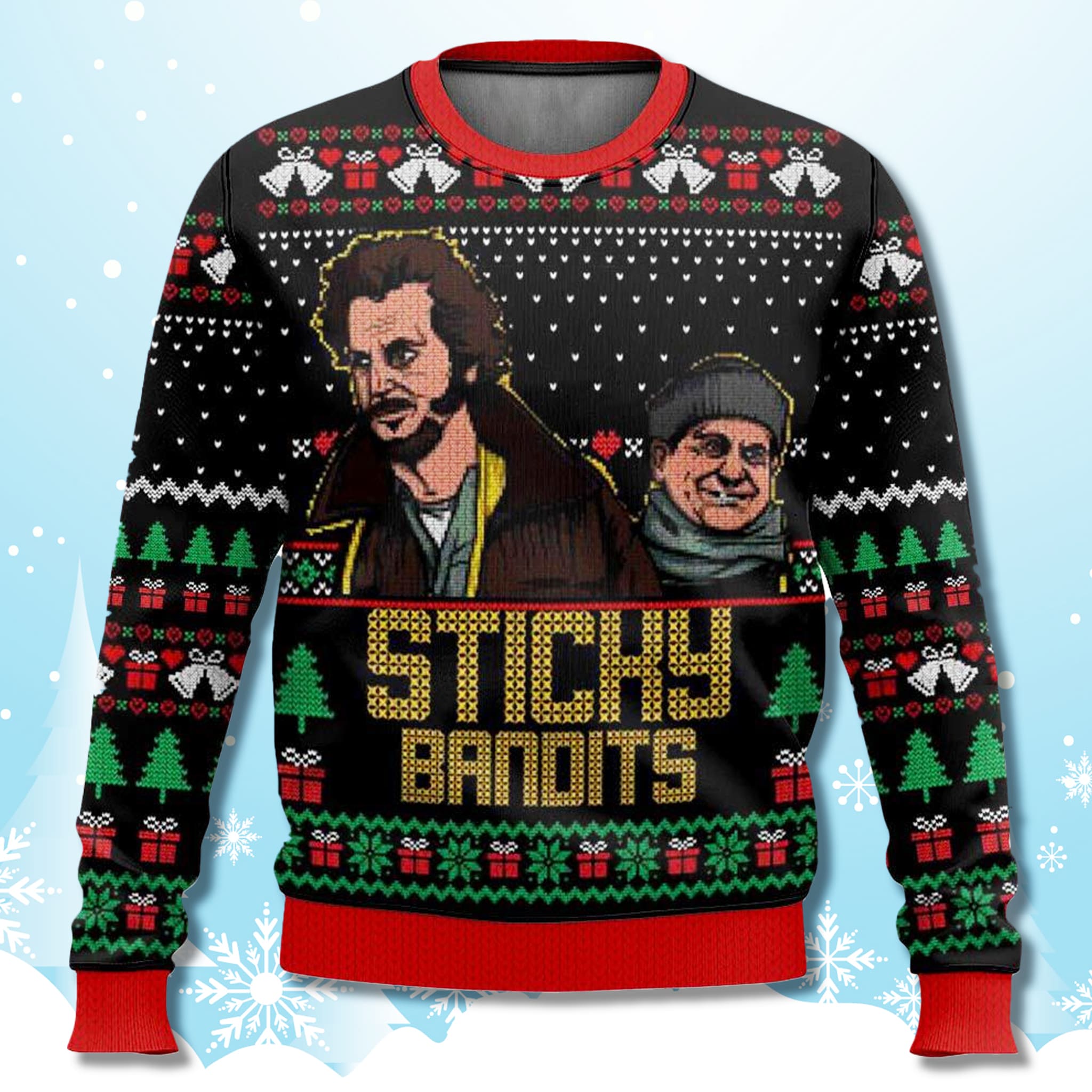 Sticky Bandits Home Alone Ugly Christmas Sweater Sticky Bandits Home Alone Ugly Christmas Sweater