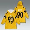 TJ Watt 90 Pittsburgh Steelers Blanket Hoodie 3