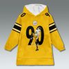 TJ Watt 90 Pittsburgh Steelers Blanket Hoodie 4