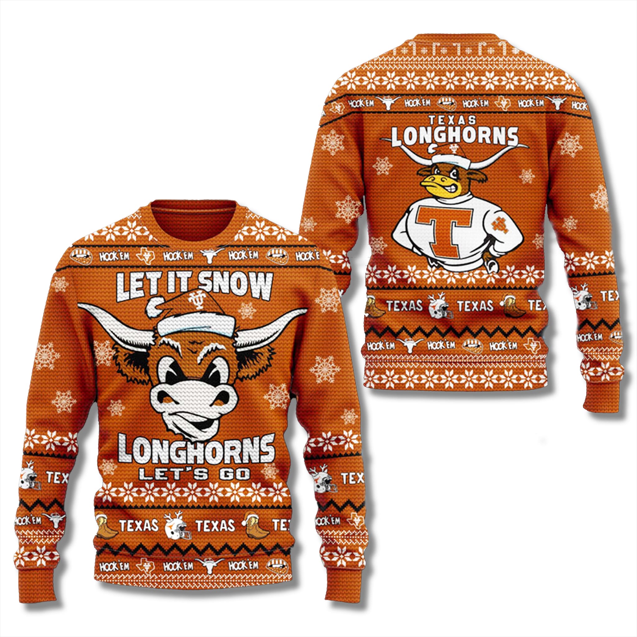 Texas Longhorns Let It Snow Ugly Christmas Sweater 2025 2 Texas Longhorns Let It Snow Ugly Christmas Sweater 2025 2