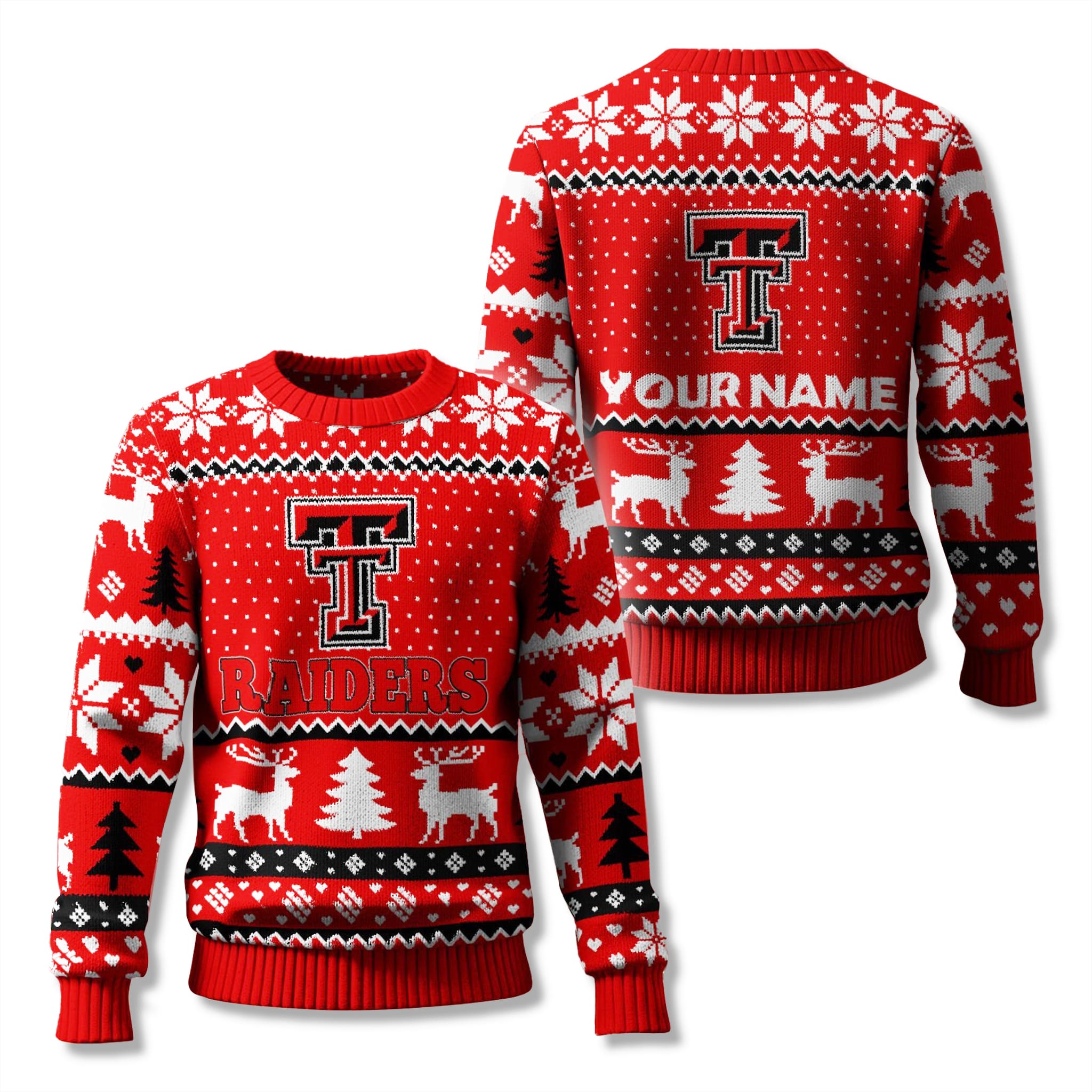 Texas Tech Red Raiders Custom Ugly Christmas Sweater 2025 1 Texas Tech Red Raiders Custom Ugly Christmas Sweater 2025