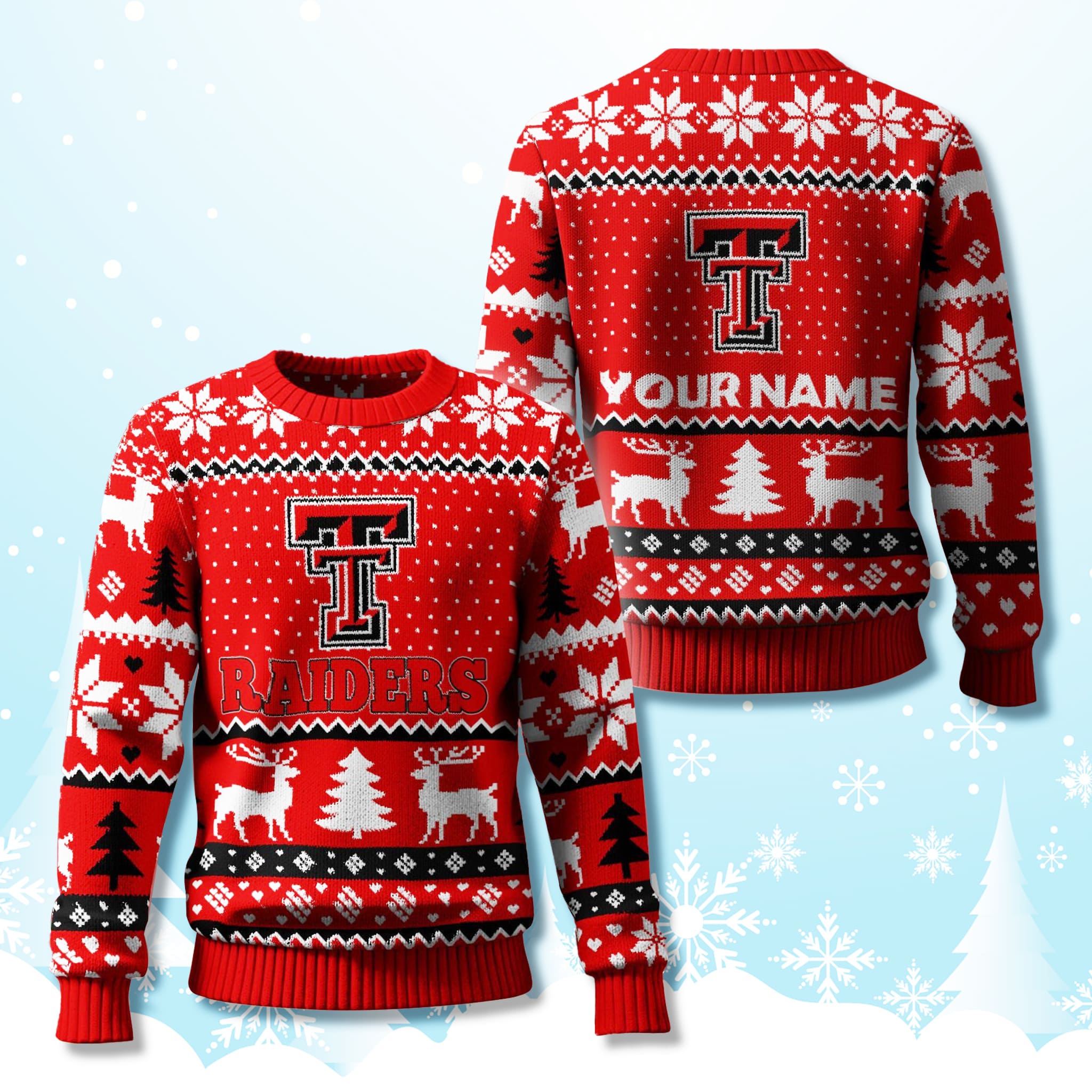 Texas Tech Red Raiders Custom Ugly Christmas Sweater 2025 2 Texas Tech Red Raiders Custom Ugly Christmas Sweater 2025