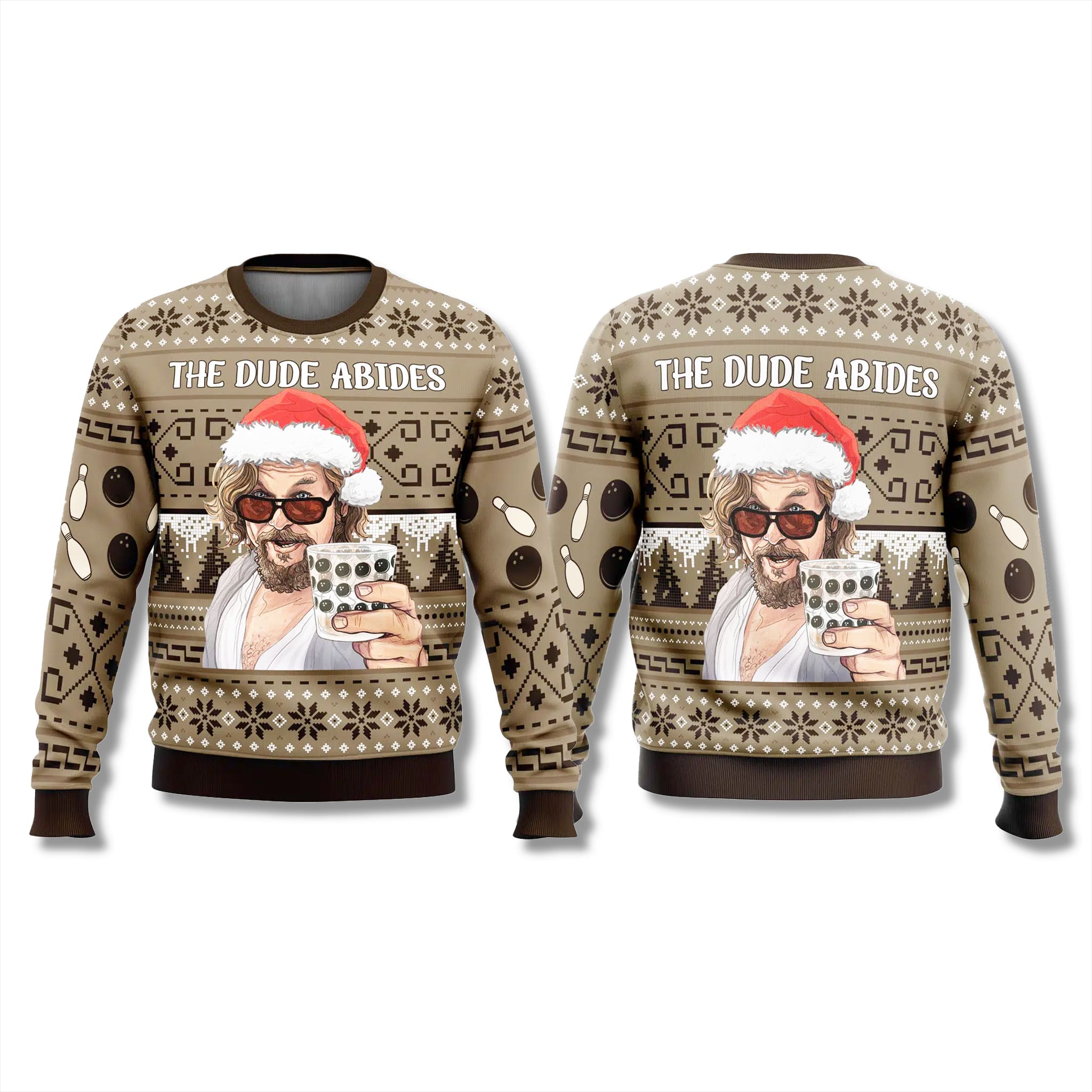 The Big Lebowski The Dude Abides Ugly Christmas Sweater 2 The Big Lebowski The Dude Abides Ugly Christmas Sweater 3
