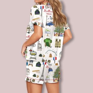 Christmas In Paris Satin Pajama Set 2