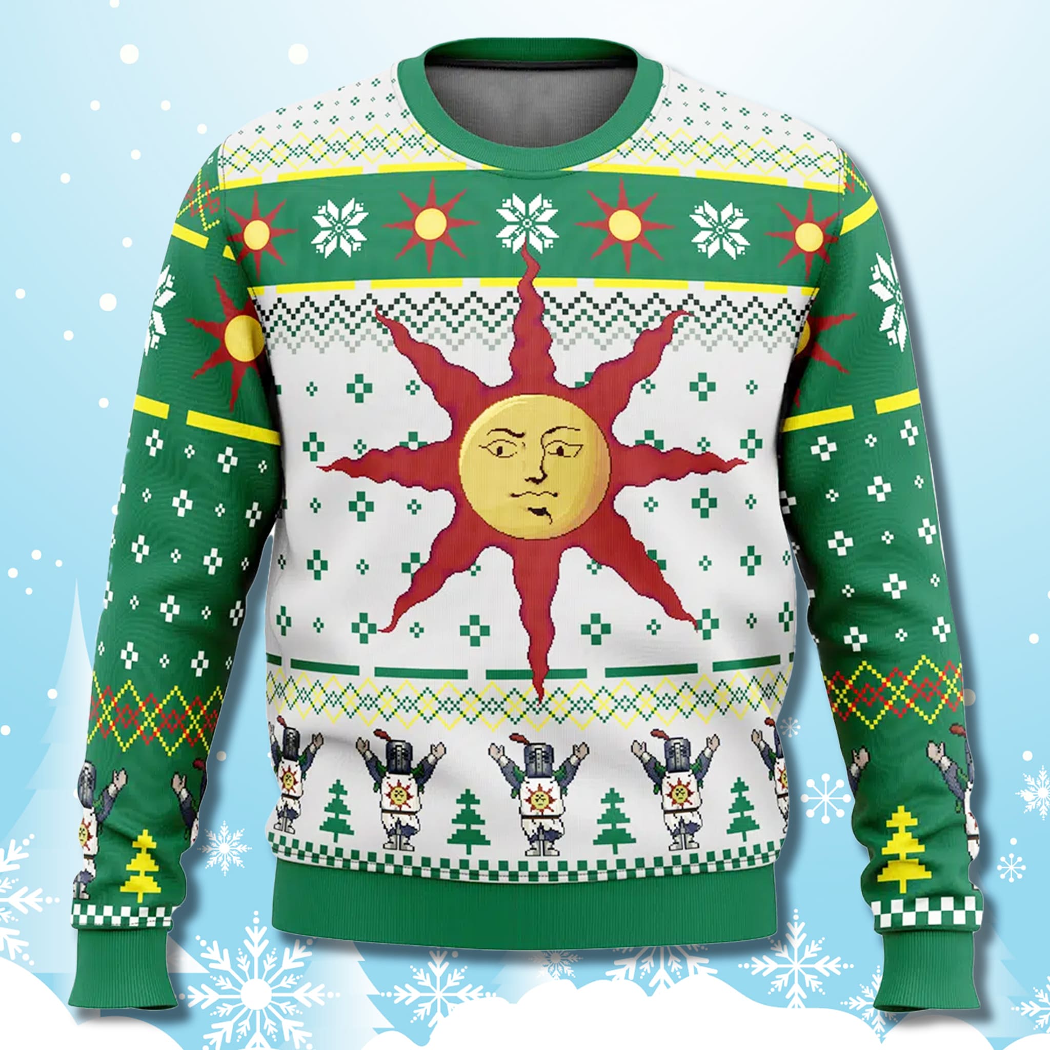 Warrior of Sunlight Dark Souls Ugly Christmas Sweater 1 Warrior of Sunlight Dark Souls Ugly Christmas Sweater 2