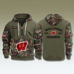 Wisconsin Badgers Military Camo 2025 Quarter Zip Hoodie